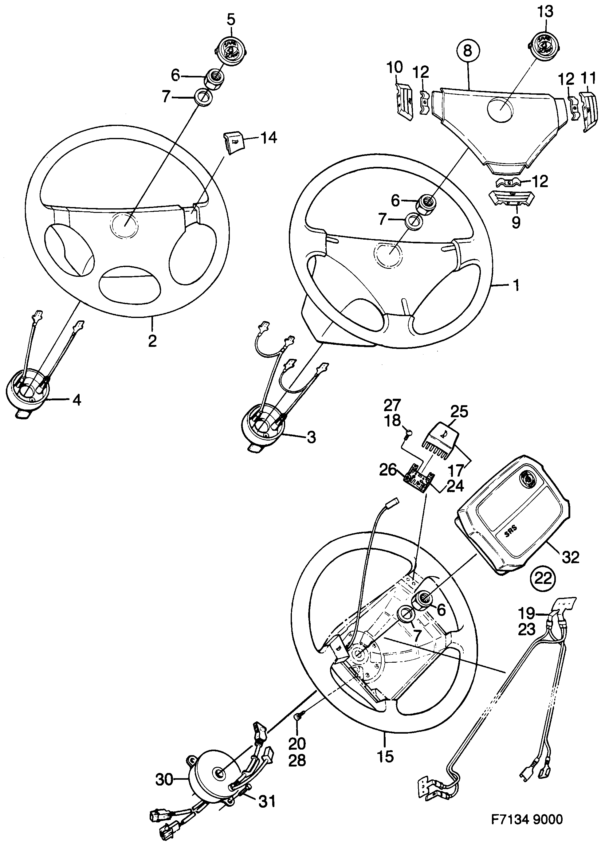 Schéma technique Saab 9000 1985 - Section 160 : Direction
