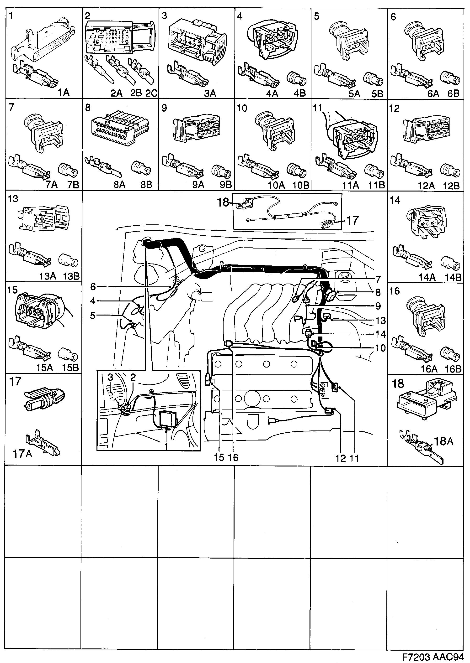 Schéma technique Saab 900 1994 - Section 360 : Contact housing etc