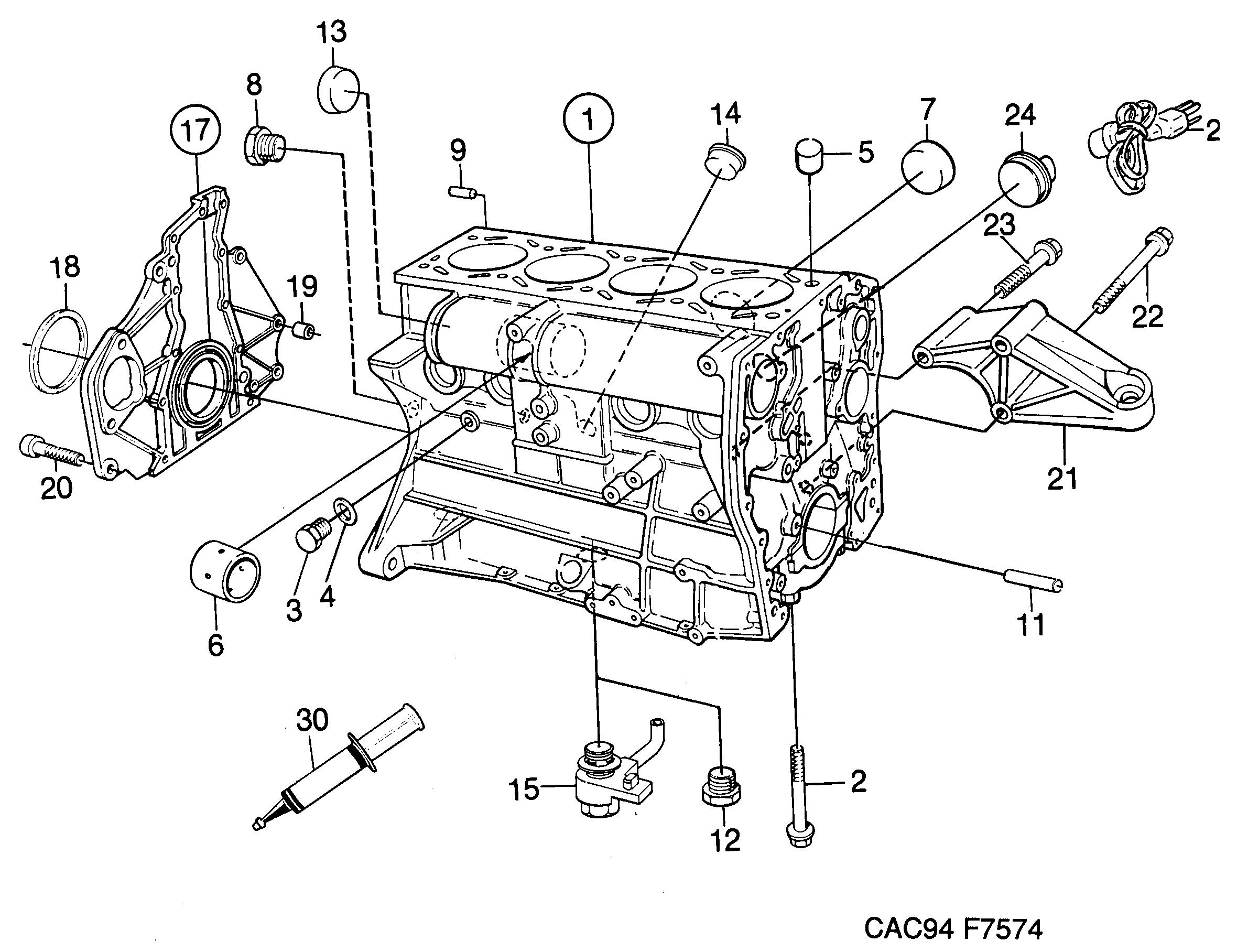 Schéma technique Saab 9000 1997 - Section 210 : Short block