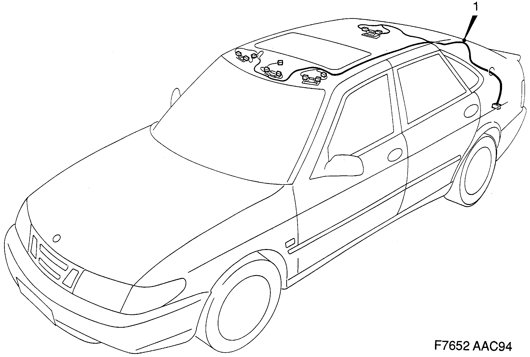 Schéma technique Saab 900 1996 - Section 1680 : Conduites et fusibles