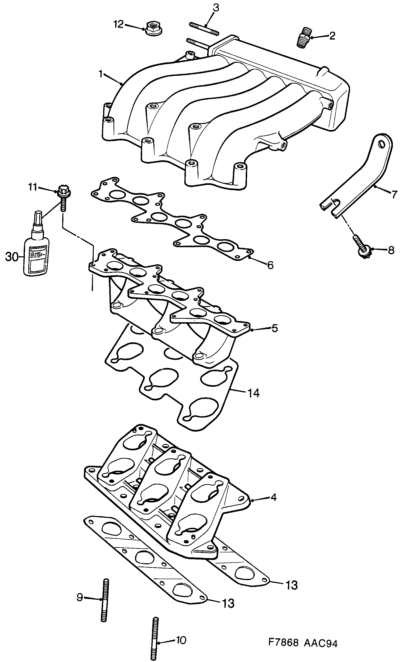 Schéma technique Saab 900 1997 - Section 1110 : Intake and exhaust system