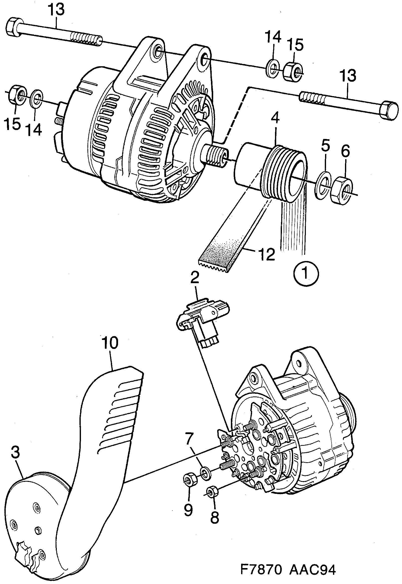 Schéma technique Saab 900 1995 - Section 210 : Alternateur