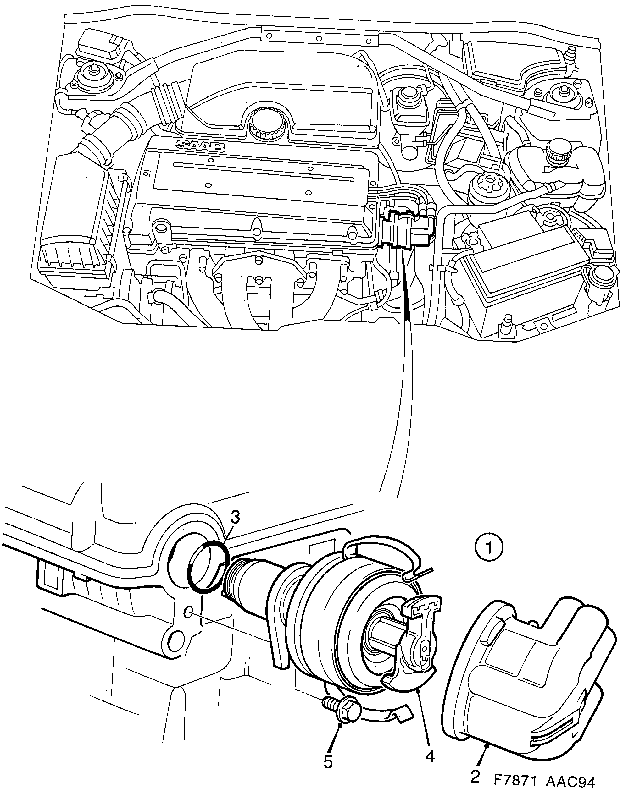 Schéma technique Saab 900 1995 - Section 390 : Système d'allumage