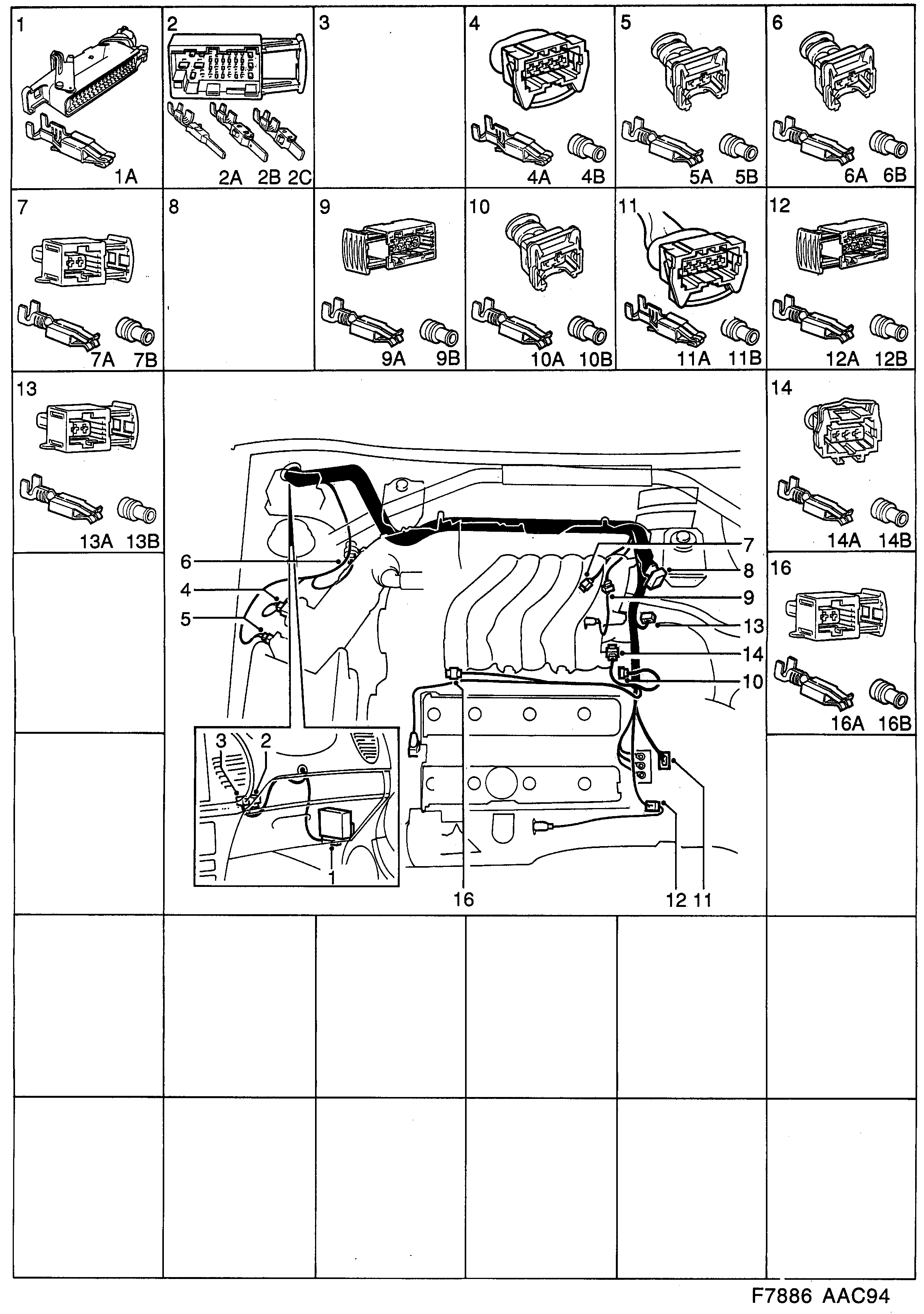 Schéma technique Saab 900 1996 - Section 2310 : Contact housing etc