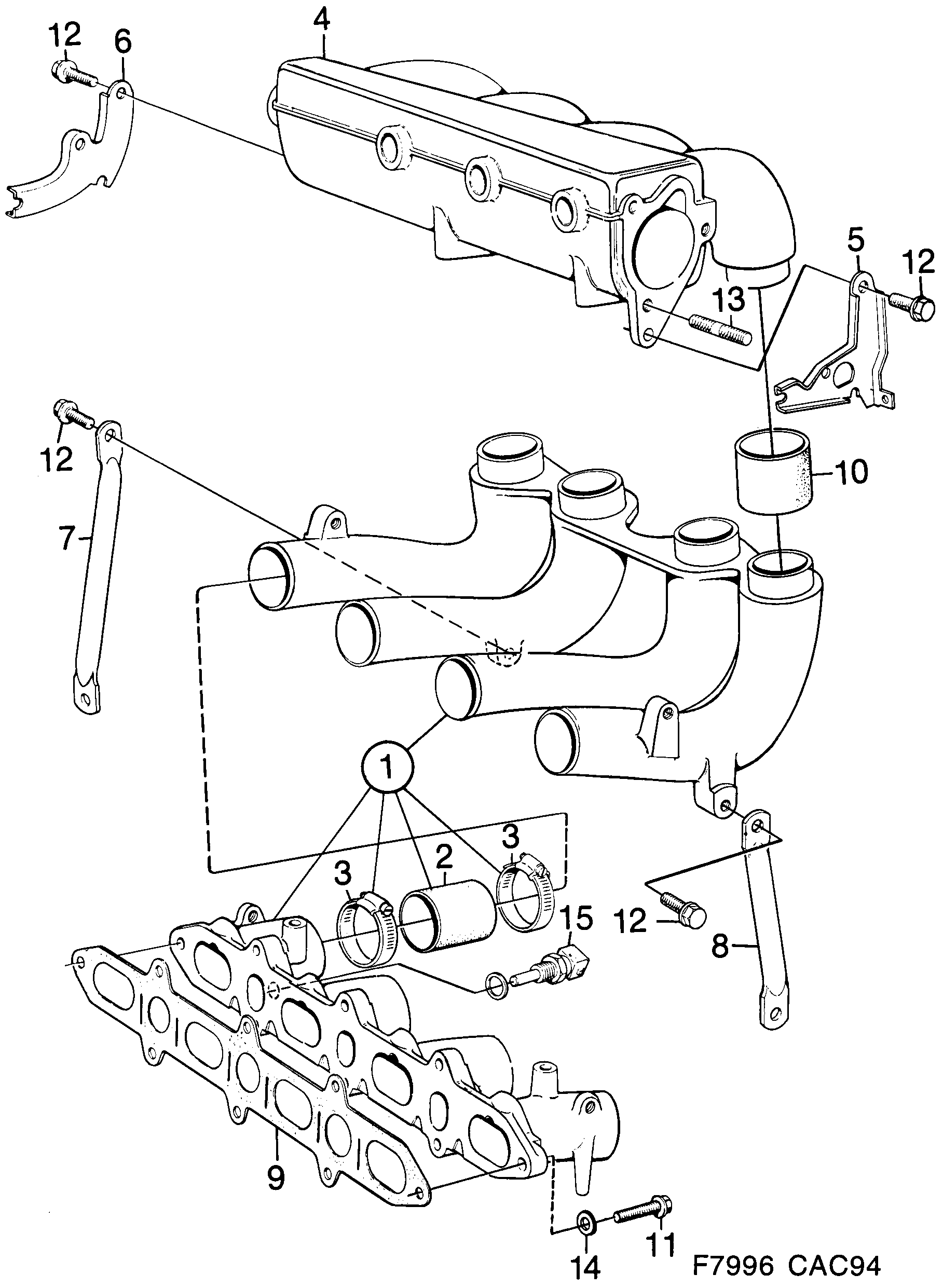 Schéma technique Saab 9000 1997 - Section 1110 : Intake and exhaust system
