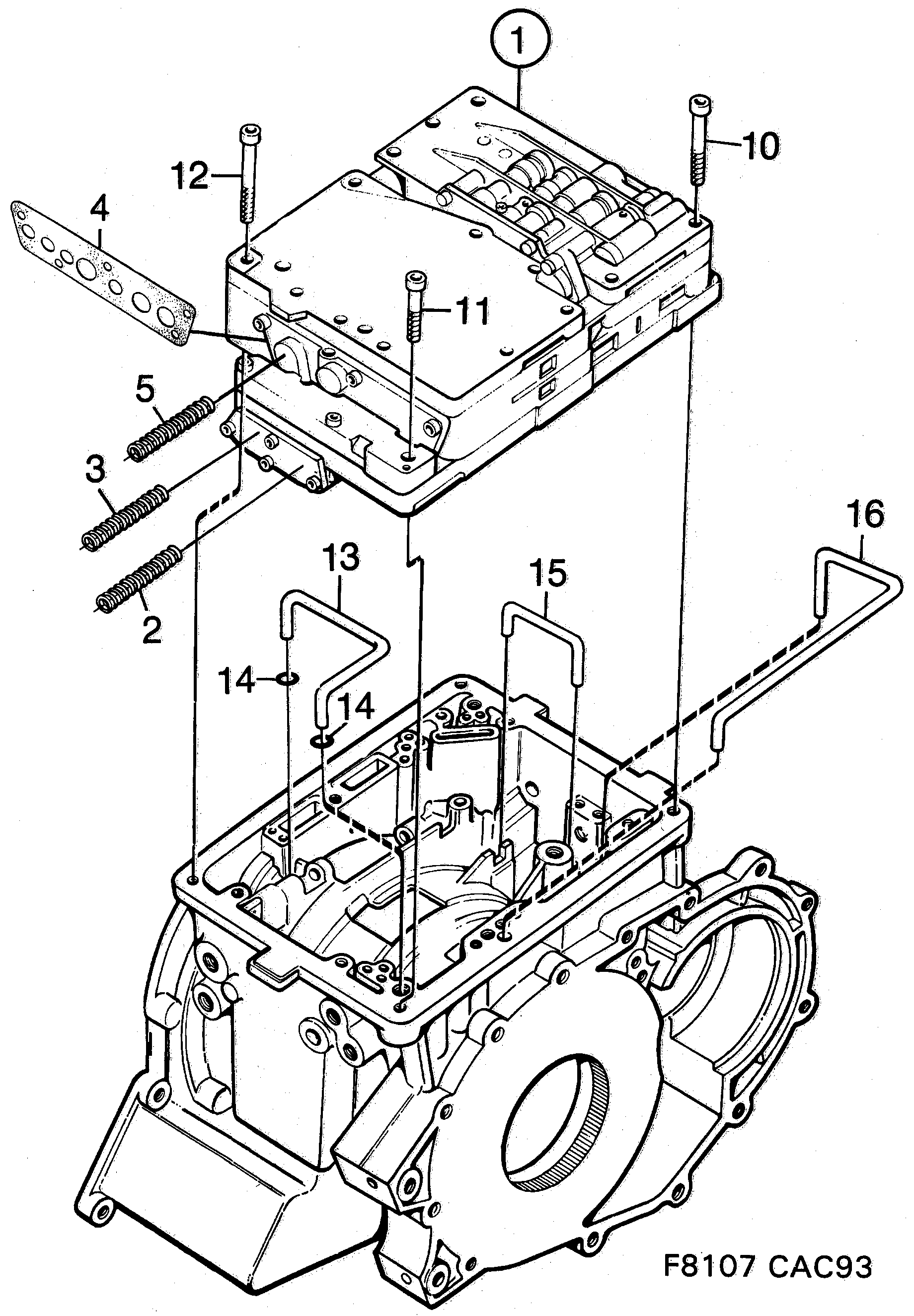 Schéma technique Saab 9000 1993 - Section 680 : Boîte de vitesses, automatique