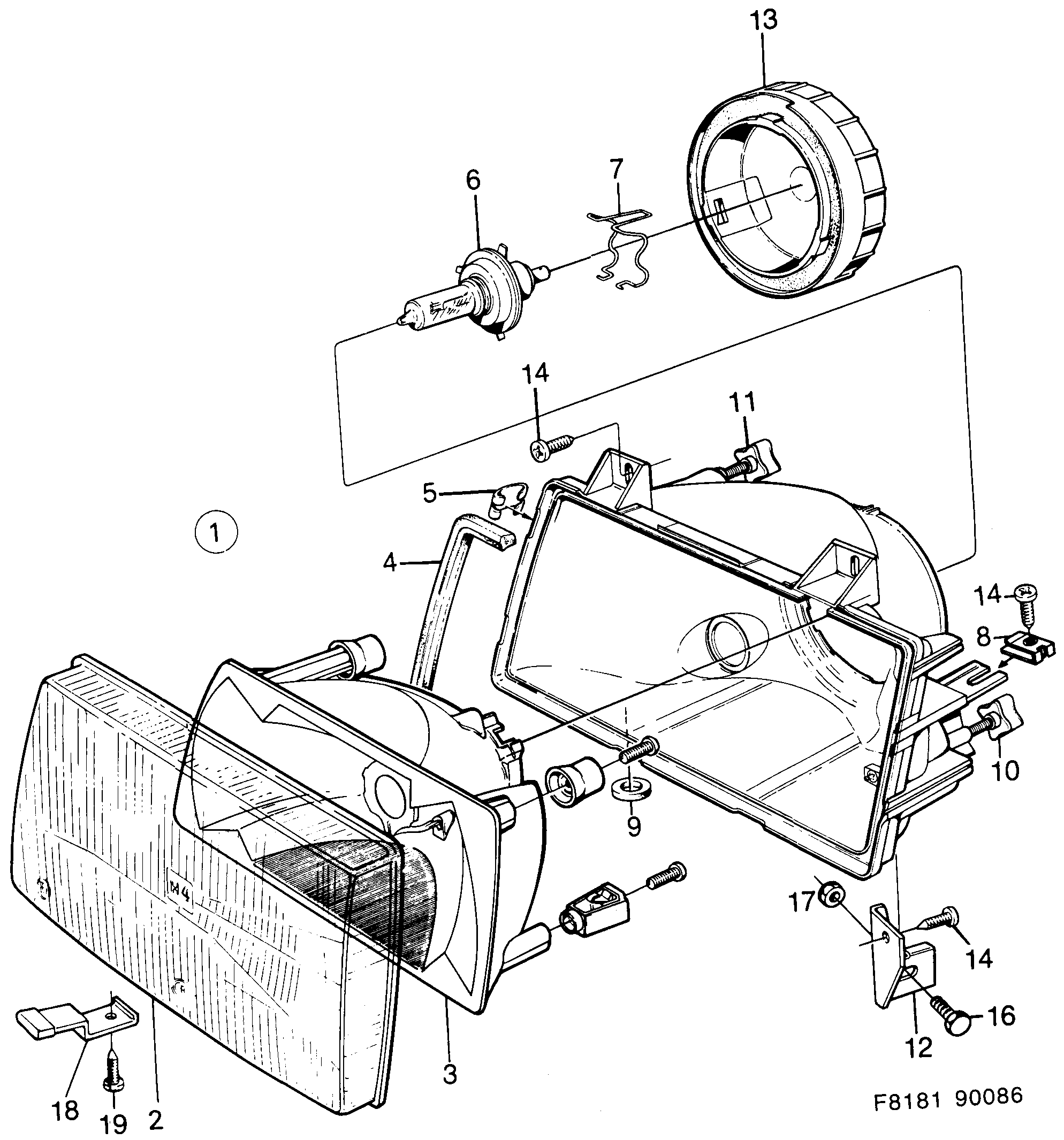 Schéma technique Saab 900 1988 - Section 370 : Eclairage