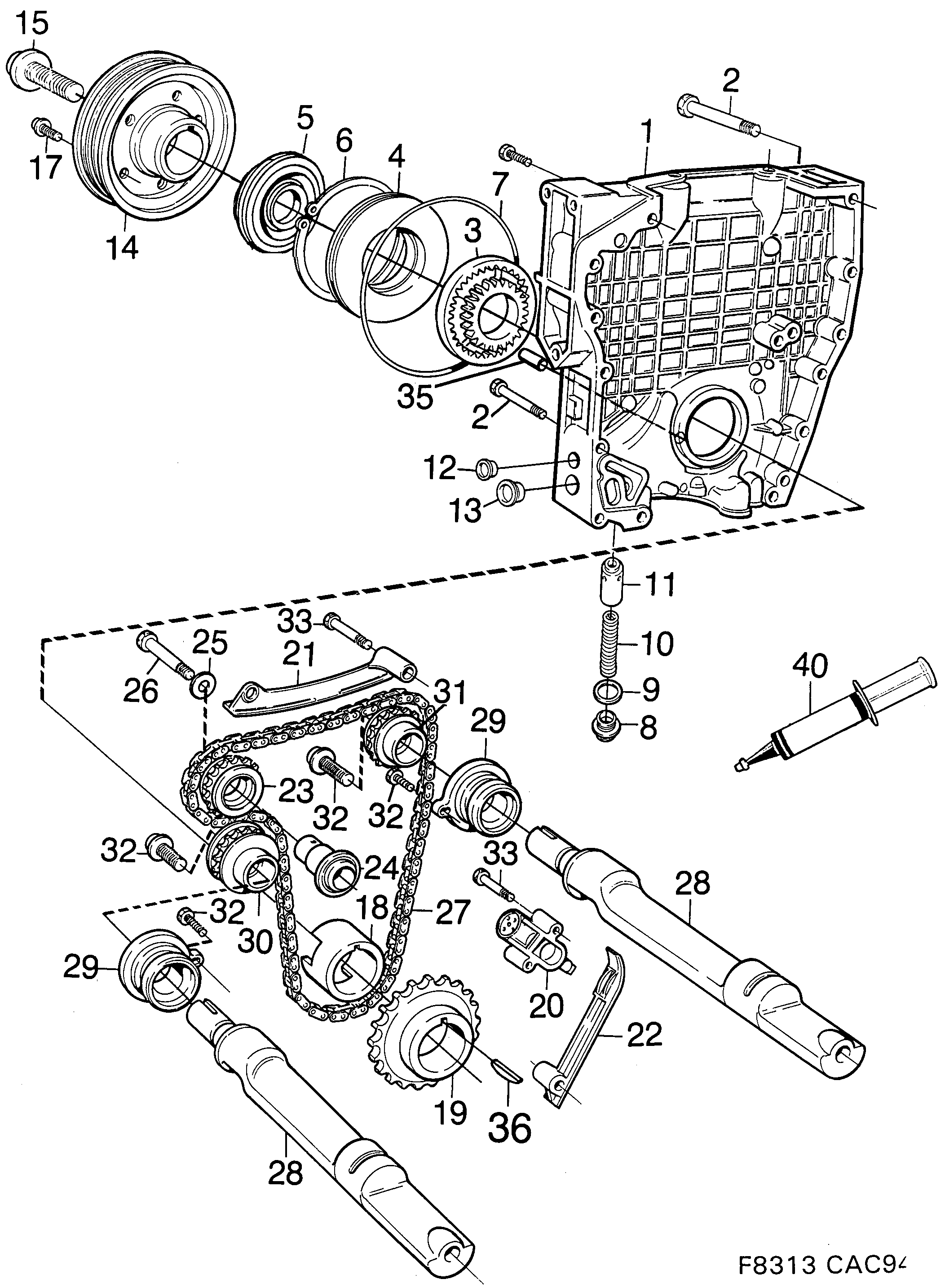 Schéma technique Saab 9000 1997 - Section 300 : Short block