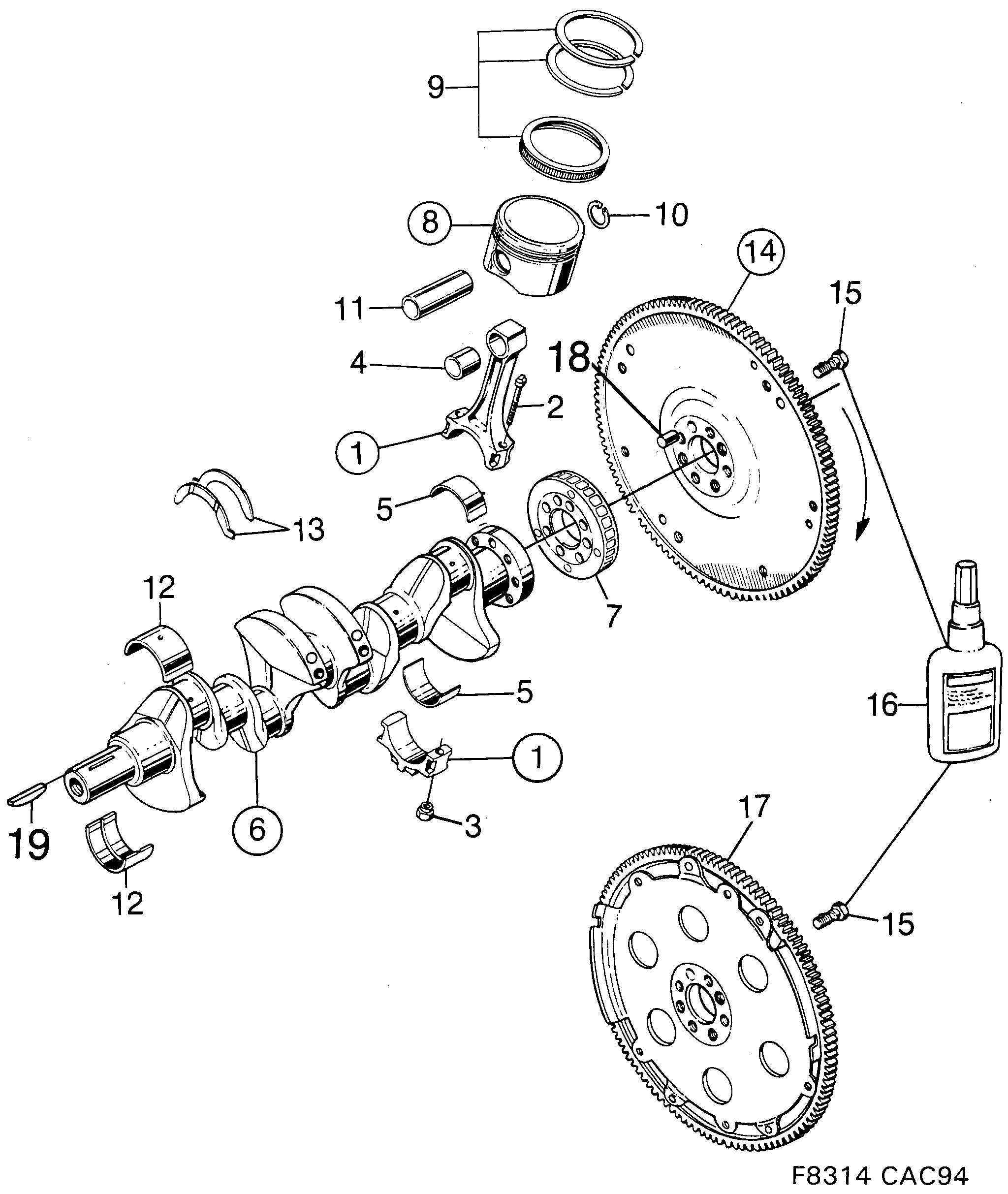 Schéma technique Saab 9000 1997 - Section 330 : Short block