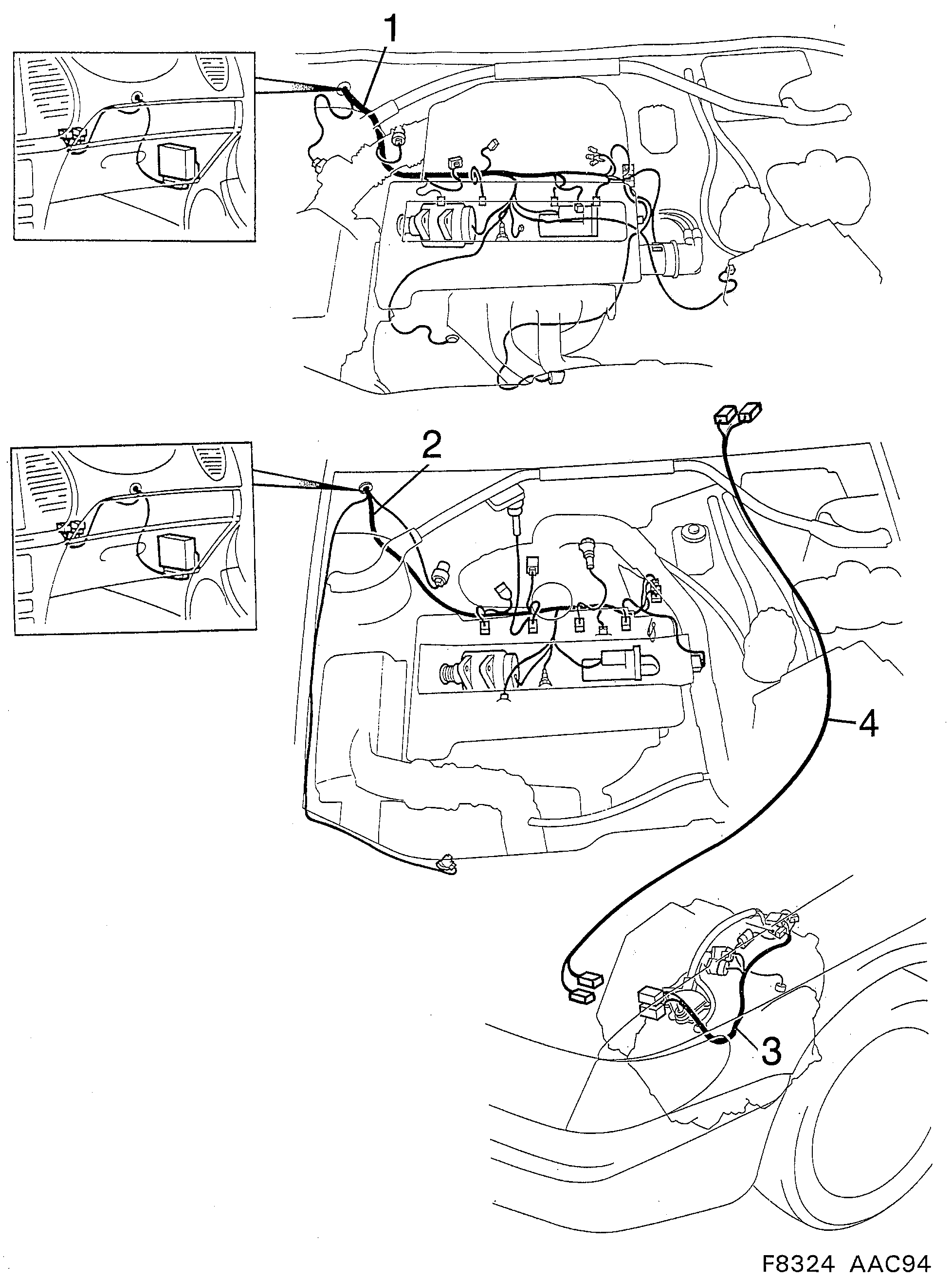 Schéma technique Saab 900 1995 - Section 1320 : Wiring and fuses