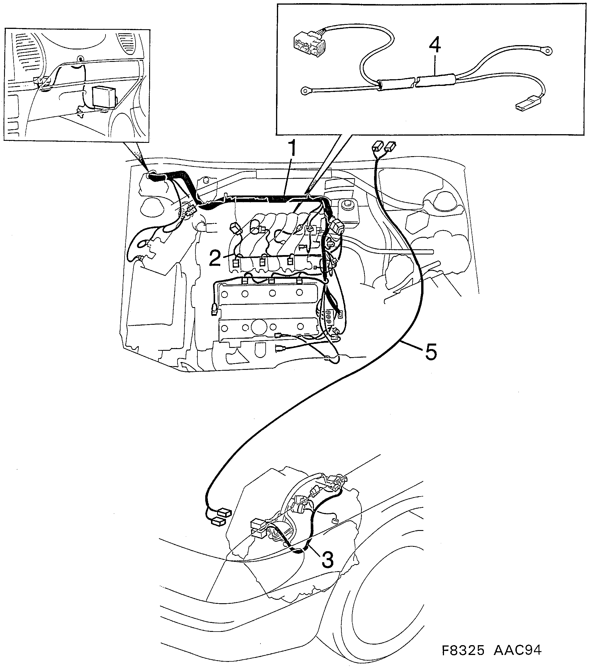 Schéma technique Saab 900 1995 - Section 1350 : Wiring and fuses