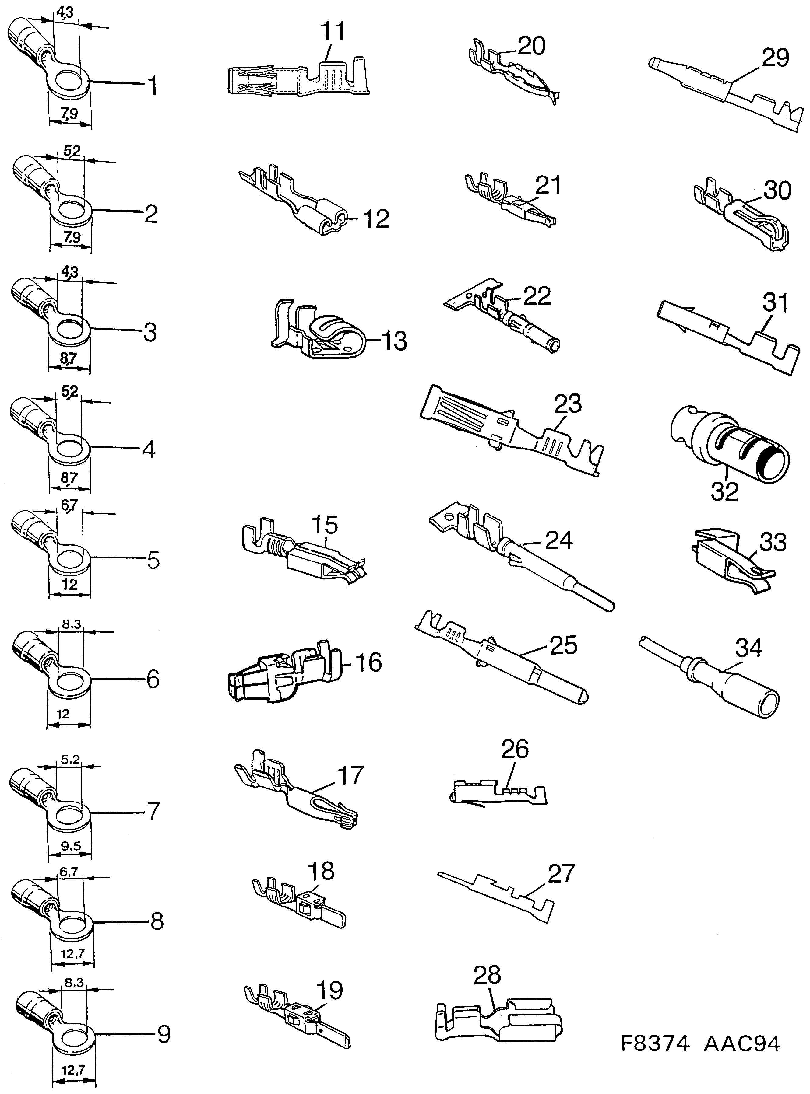 Schéma technique Saab 900 1998 - Section 4470 : Connecteur, etc
