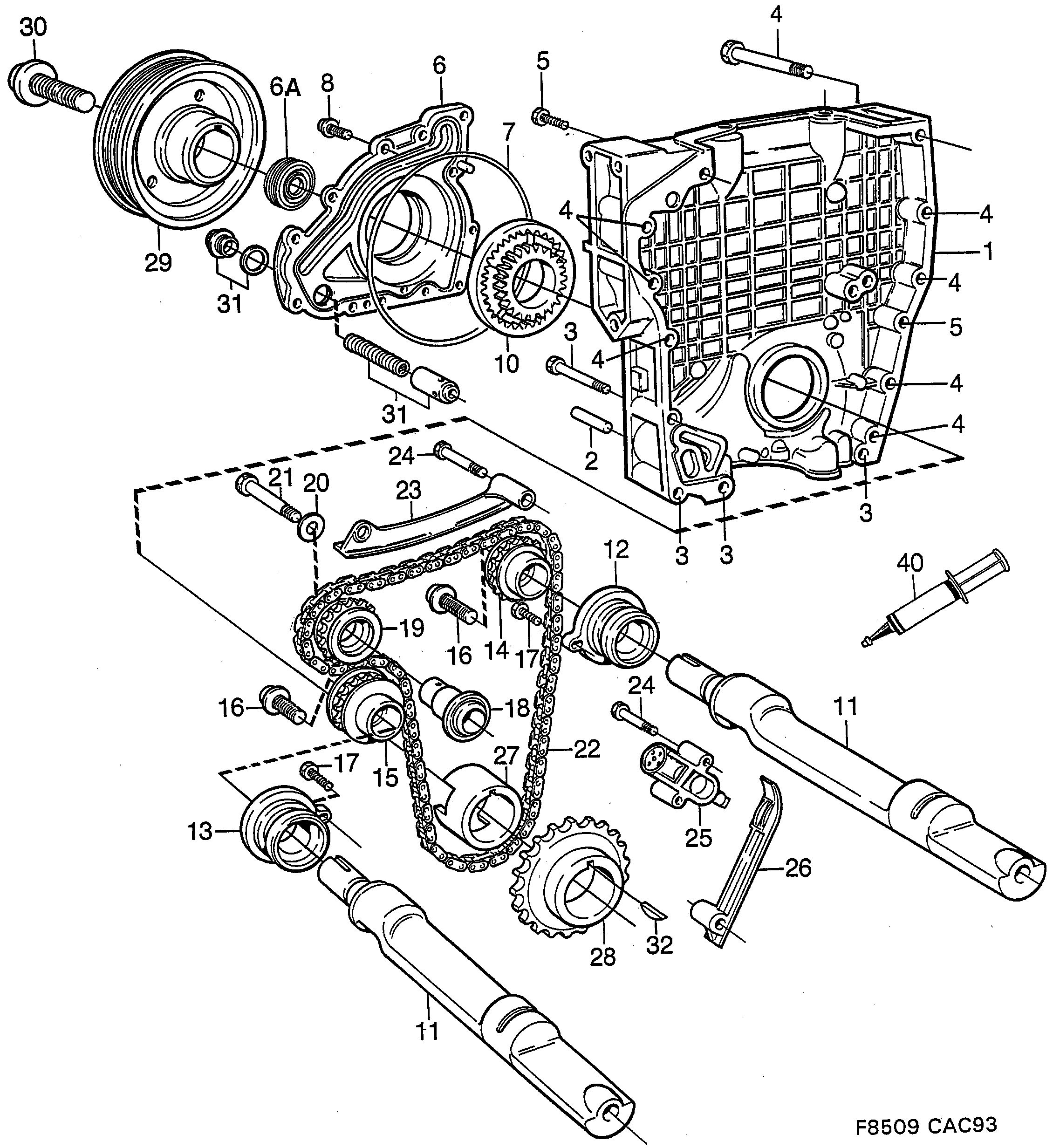 Schéma technique Saab 9000 1990 - Section 350 : Short block