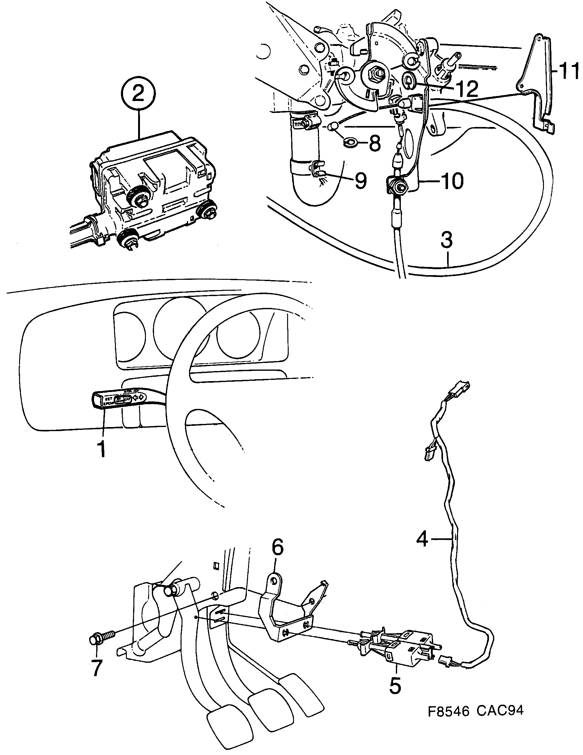 Schéma technique Saab 9000 1997 - Section 1140 : Electric equipment, other