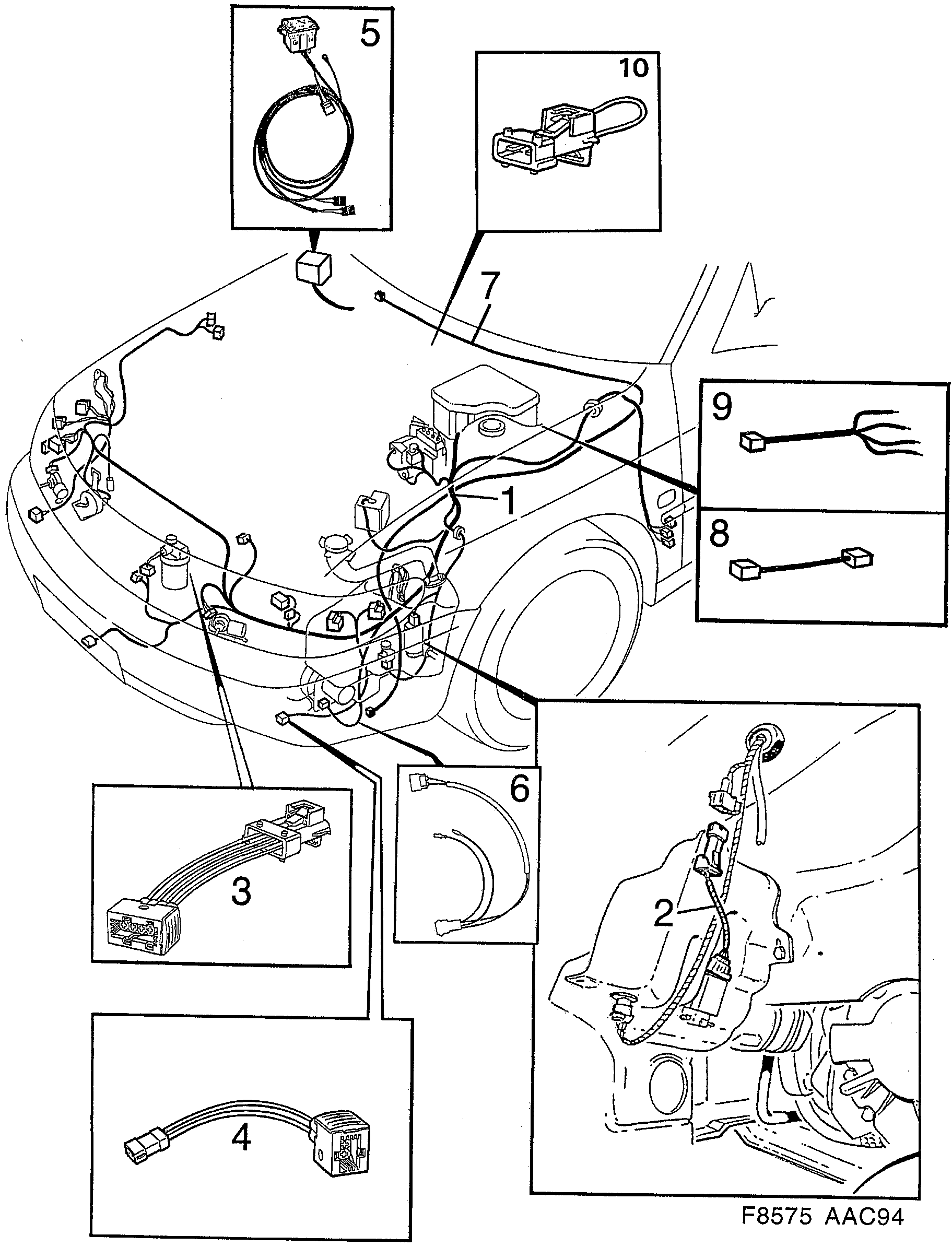 Schéma technique Saab 900 1997 - Section 1710 : Wiring and fuses