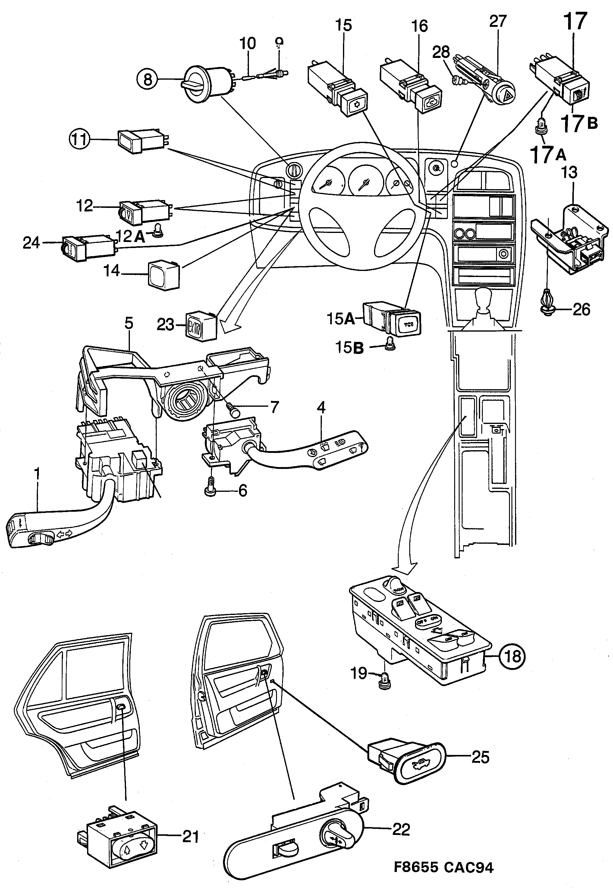 Schéma technique Saab 9000 1995 - Section 1080 : Autre équipement électrique