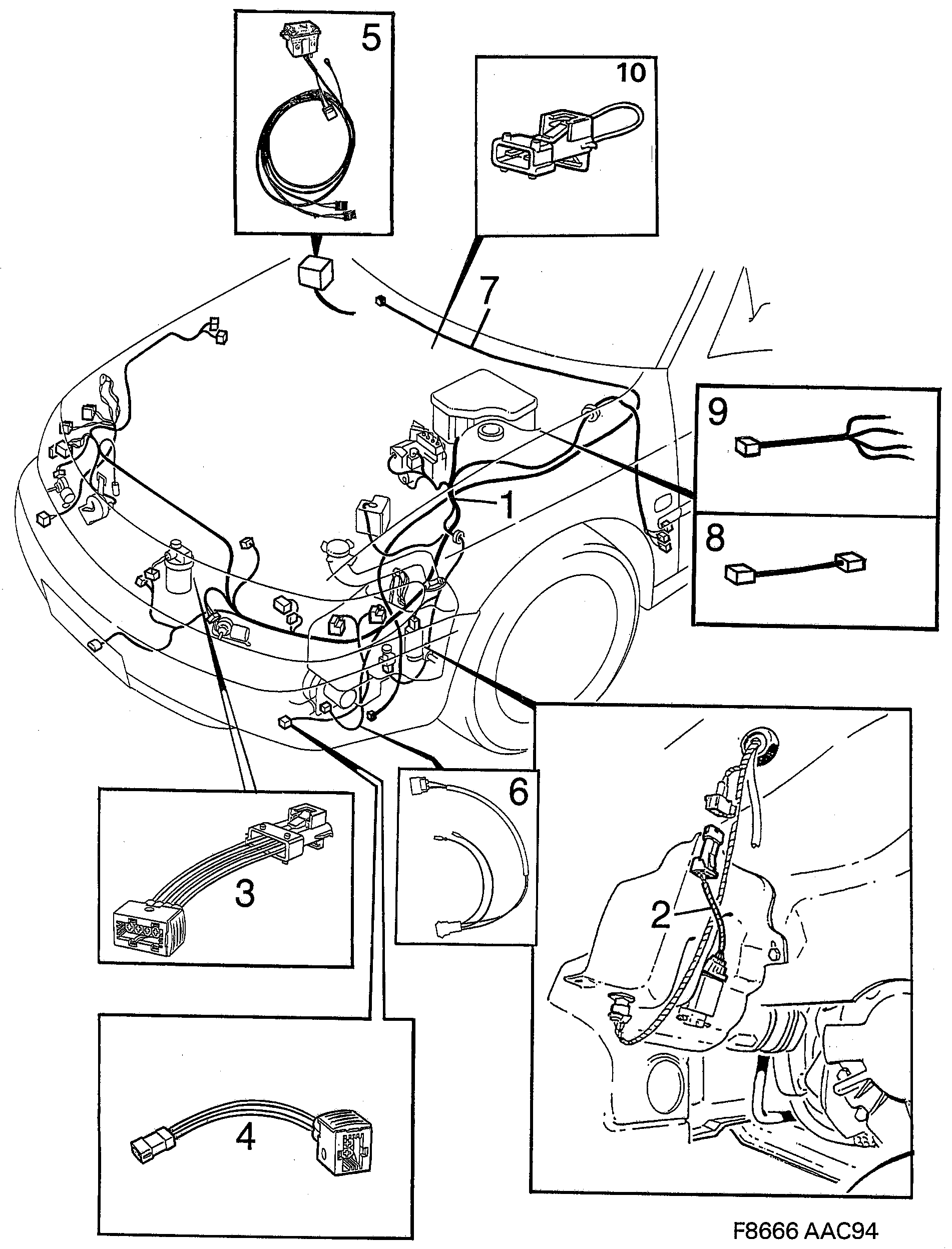 Schéma technique Saab 900 1998 - Section 1920 : Conduites et fusibles