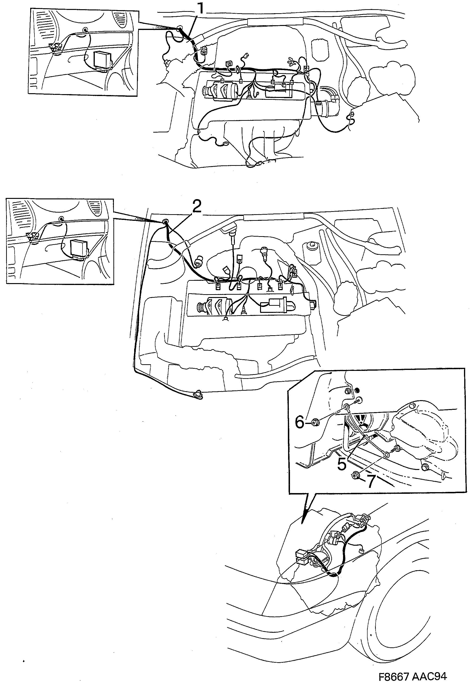 Schéma technique Saab 900 1998 - Section 1950 : Wiring and fuses