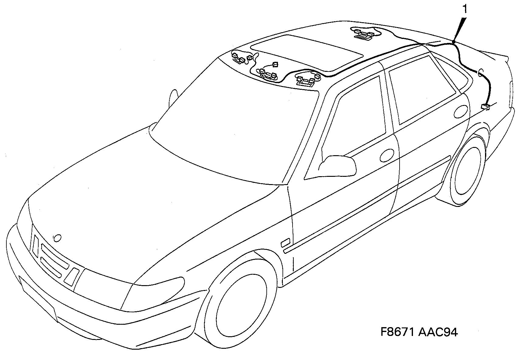 Schéma technique Saab 900 1998 - Section 2070 : Wiring and fuses