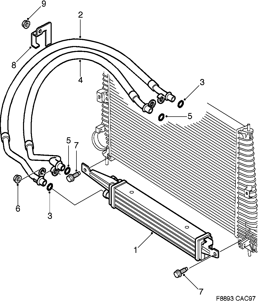 Schéma technique Saab 9-5 (9600) 2000 - Section 1060 : Cooling system