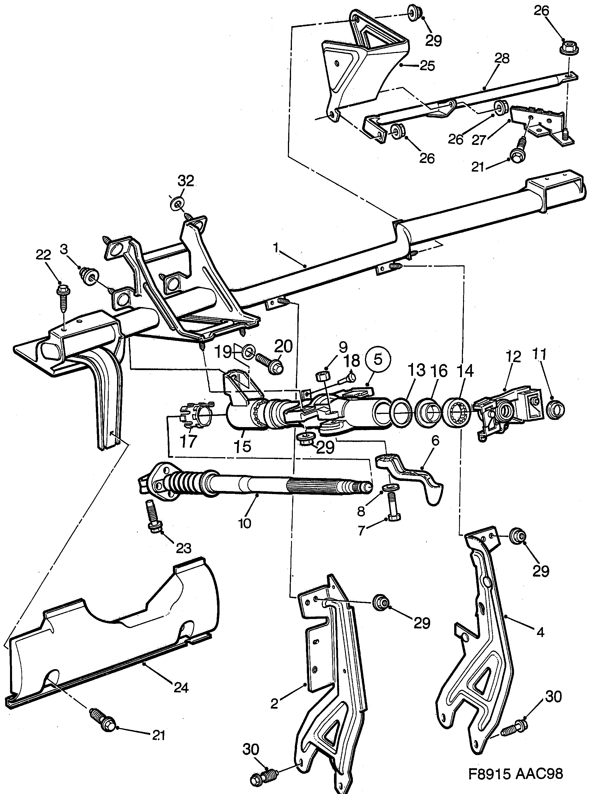 Schéma technique Saab 9-3 (9400) 2000 - Section 160 : Direction