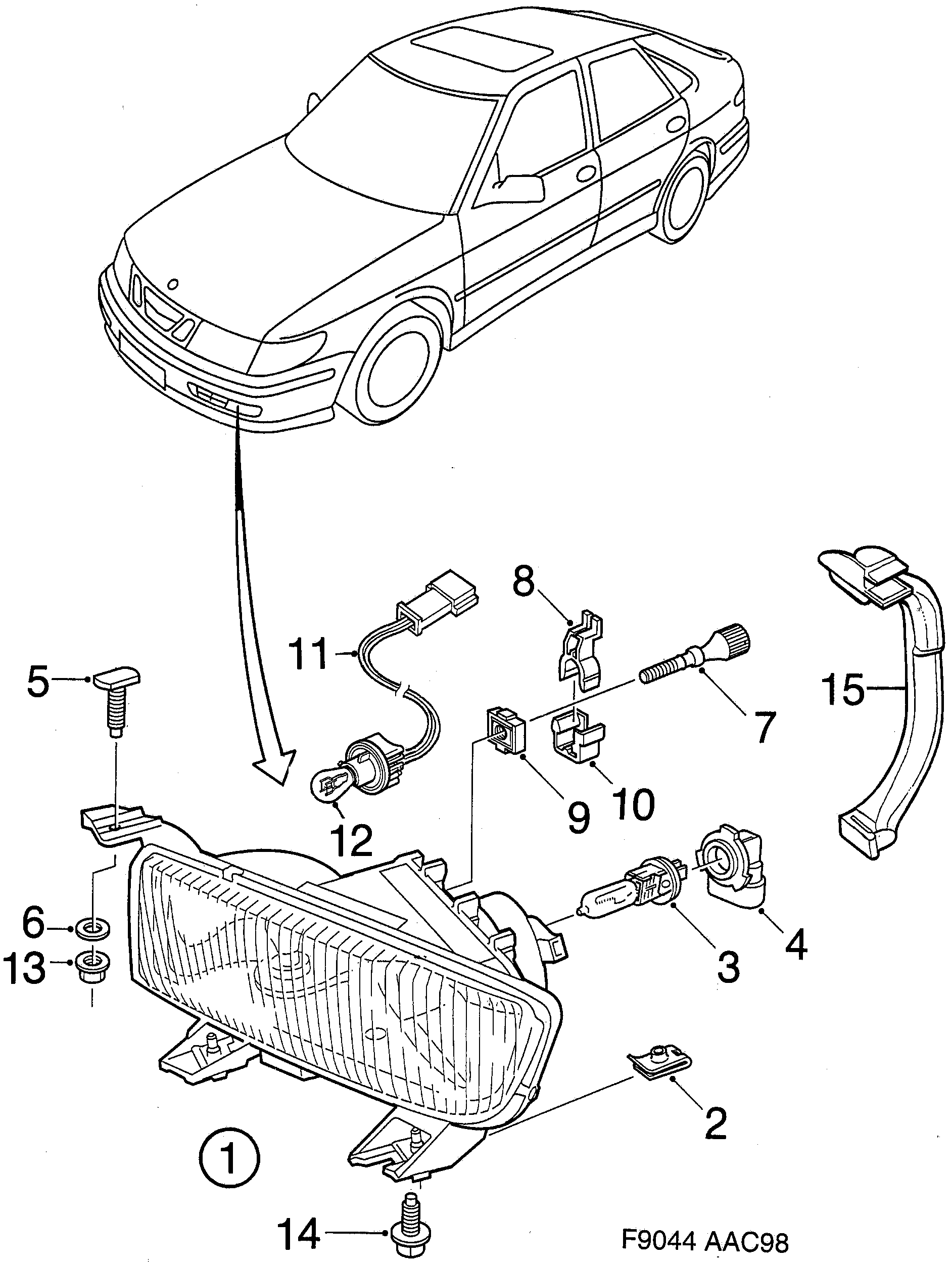 Schéma technique Saab 9-3 (9400) 1998 - Section 460 : Lighting