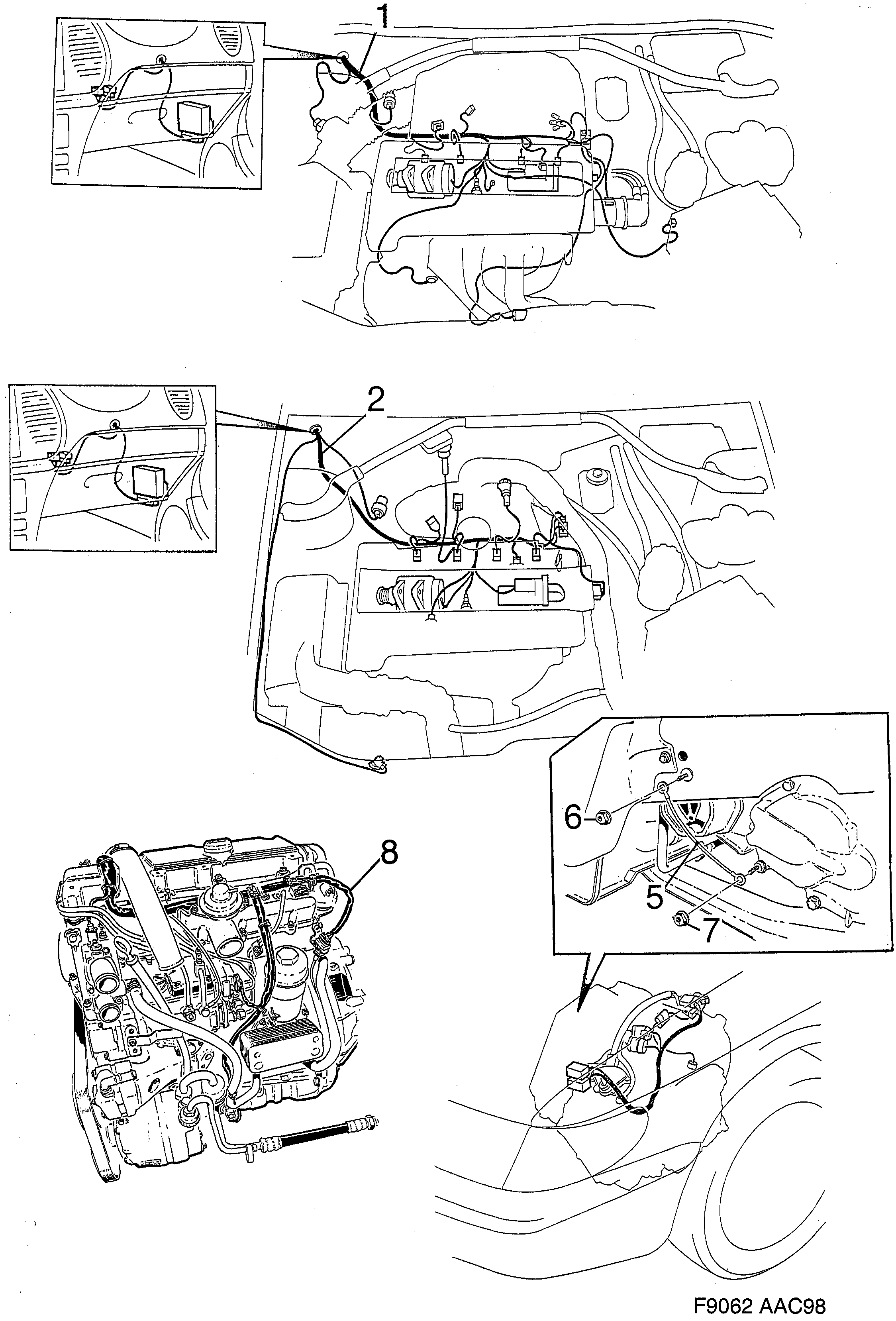 Schéma technique Saab 9-3 (9400) 1998 - Section 970 : Wiring and fuses