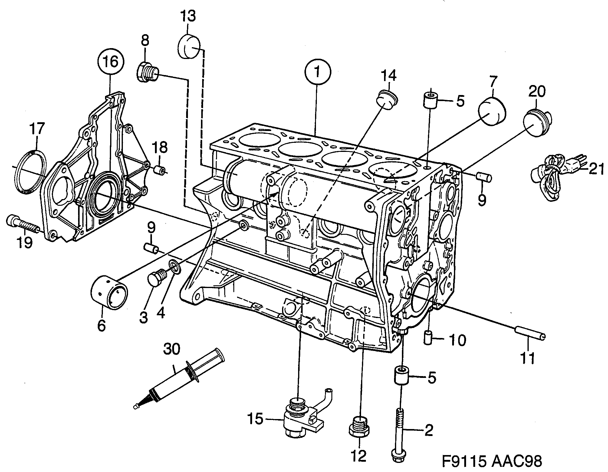 Schéma technique Saab 9-3 (9400) 2003 - Section 220 : Corps de moteur