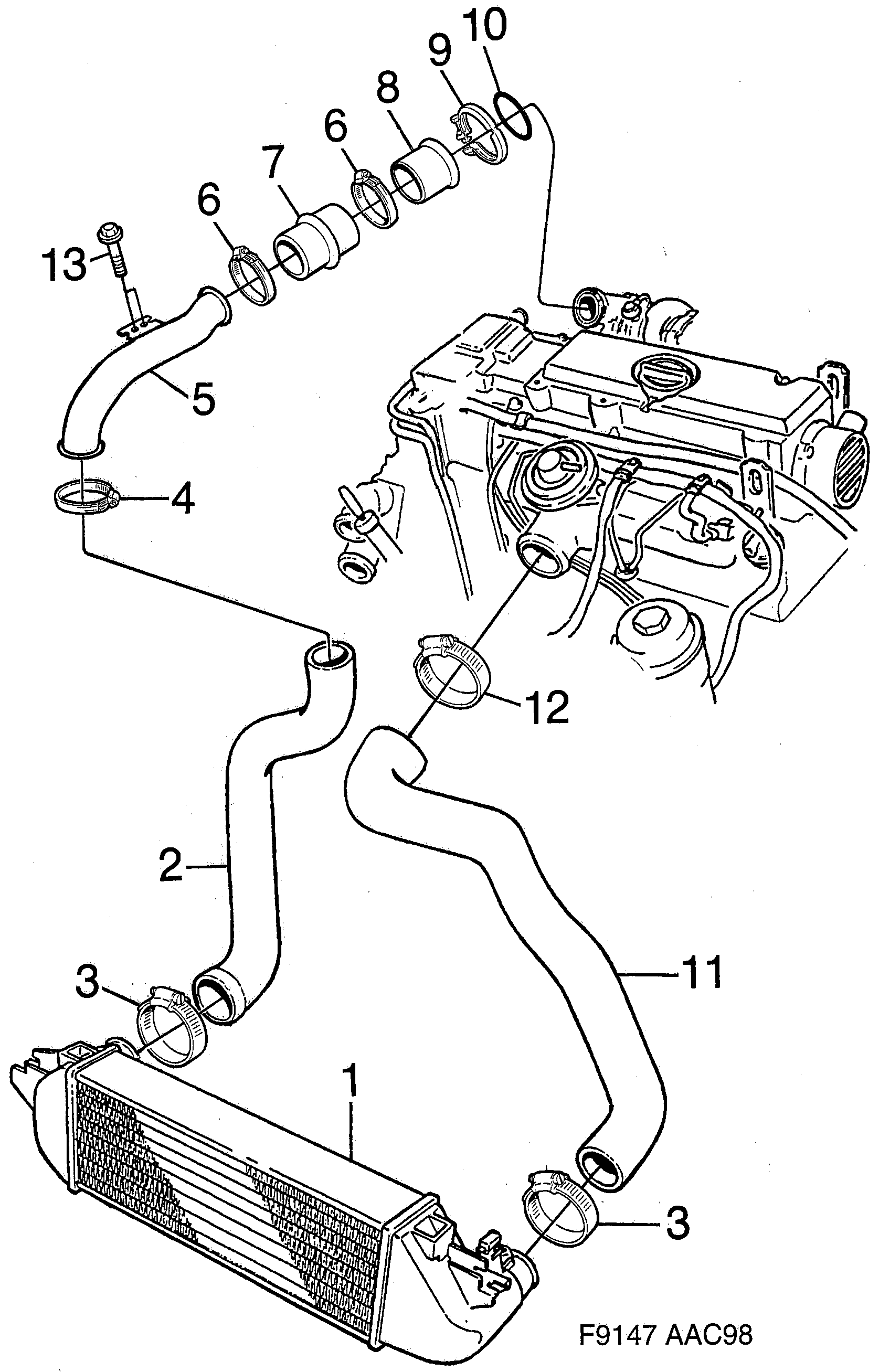 Schéma technique Saab 9-3 (9400) 2000 - Section 1240 : Cooling system