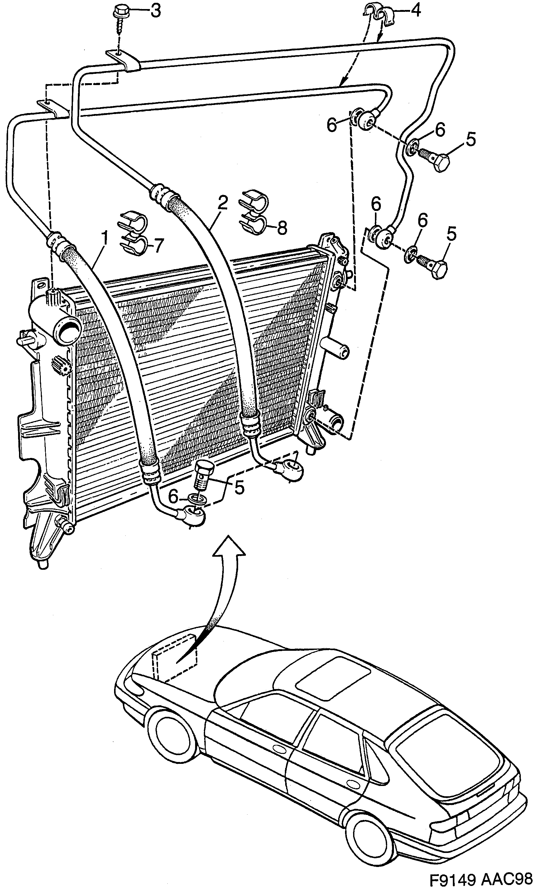 Schéma technique Saab 9-3 (9400) 2000 - Section 1300 : Cooling system