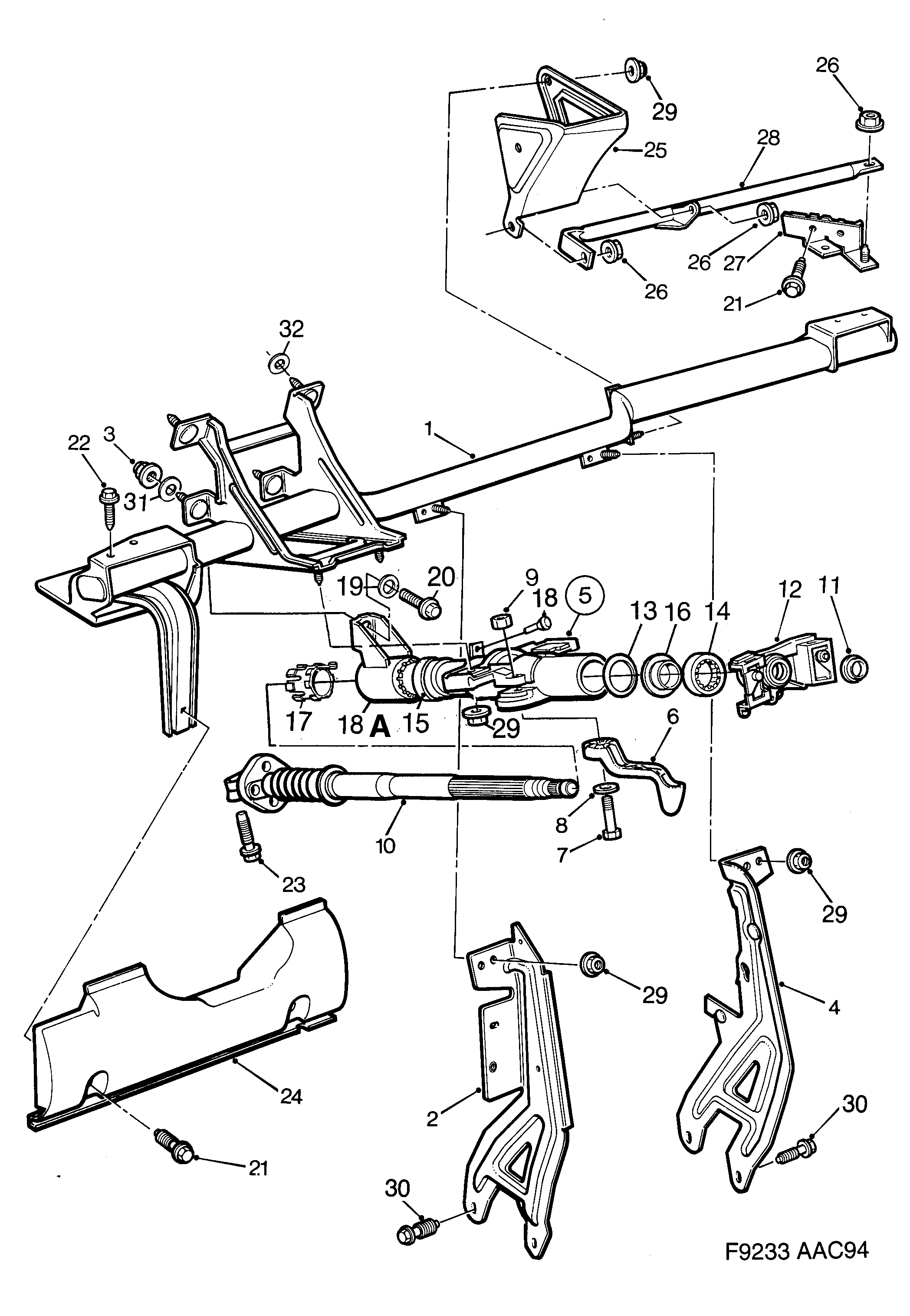 Schéma technique Saab 900 1997 - Section 180 : Direction