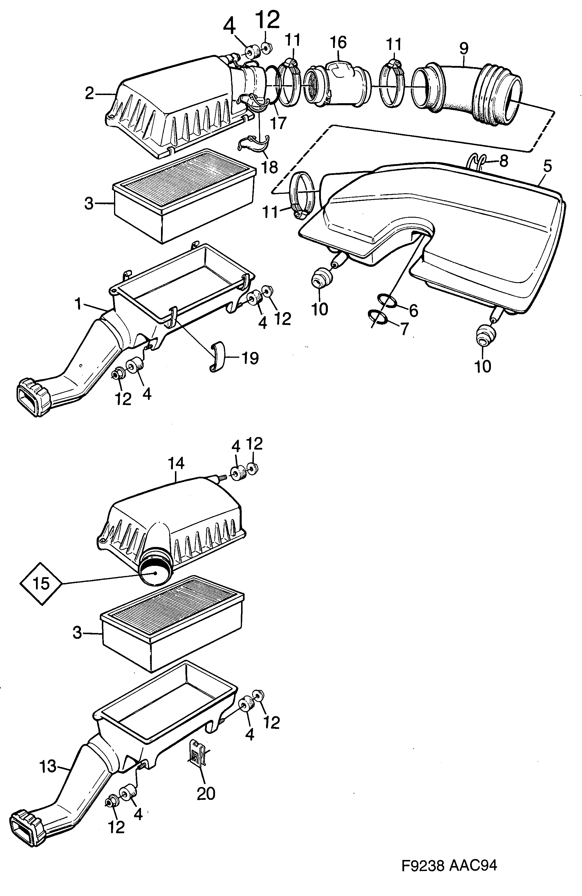 Schéma technique Saab 900 1997 - Section 780 : Fuel system