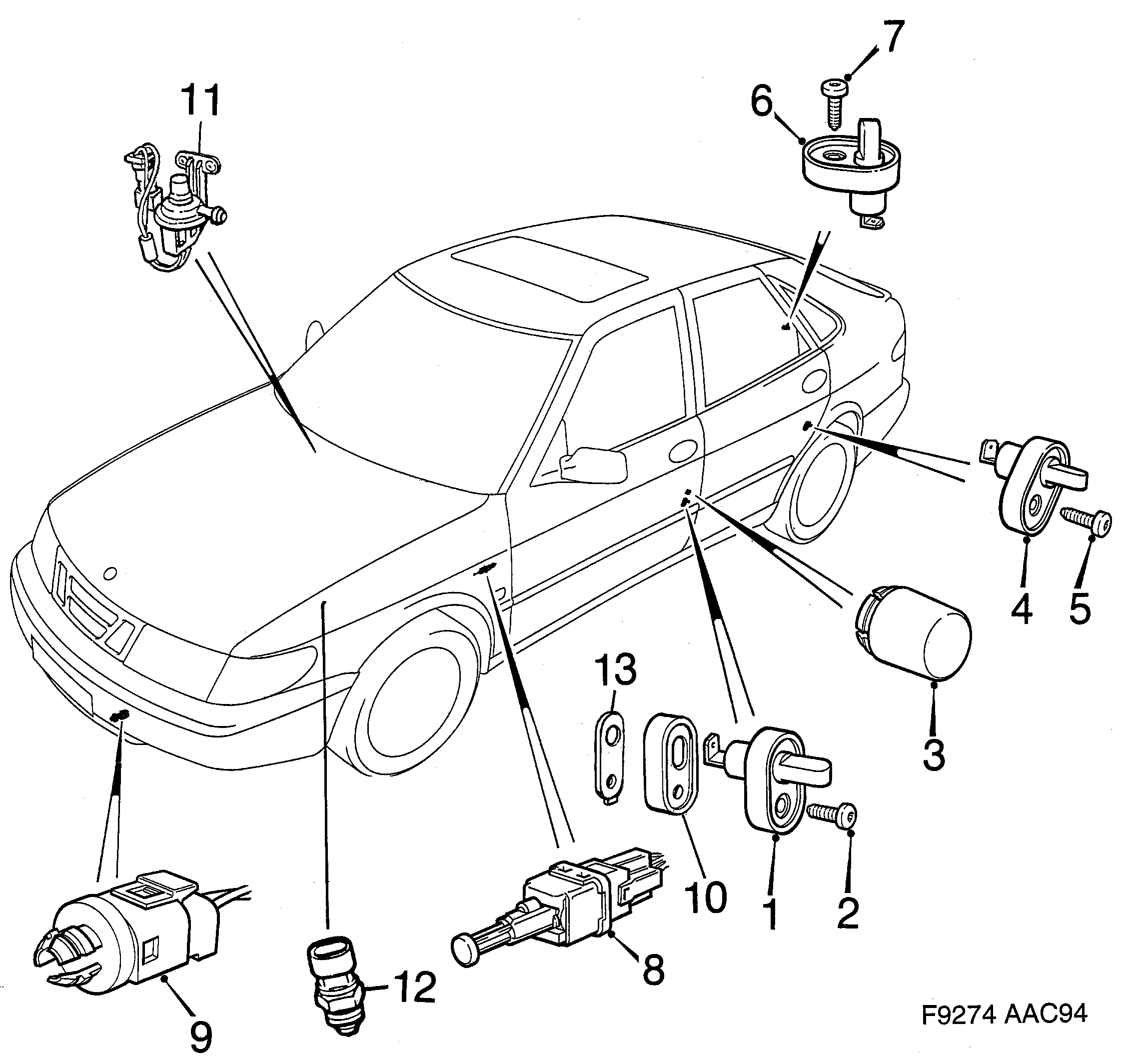 Schéma technique Saab 900 1997 - Section 900 : Autre équipement électrique