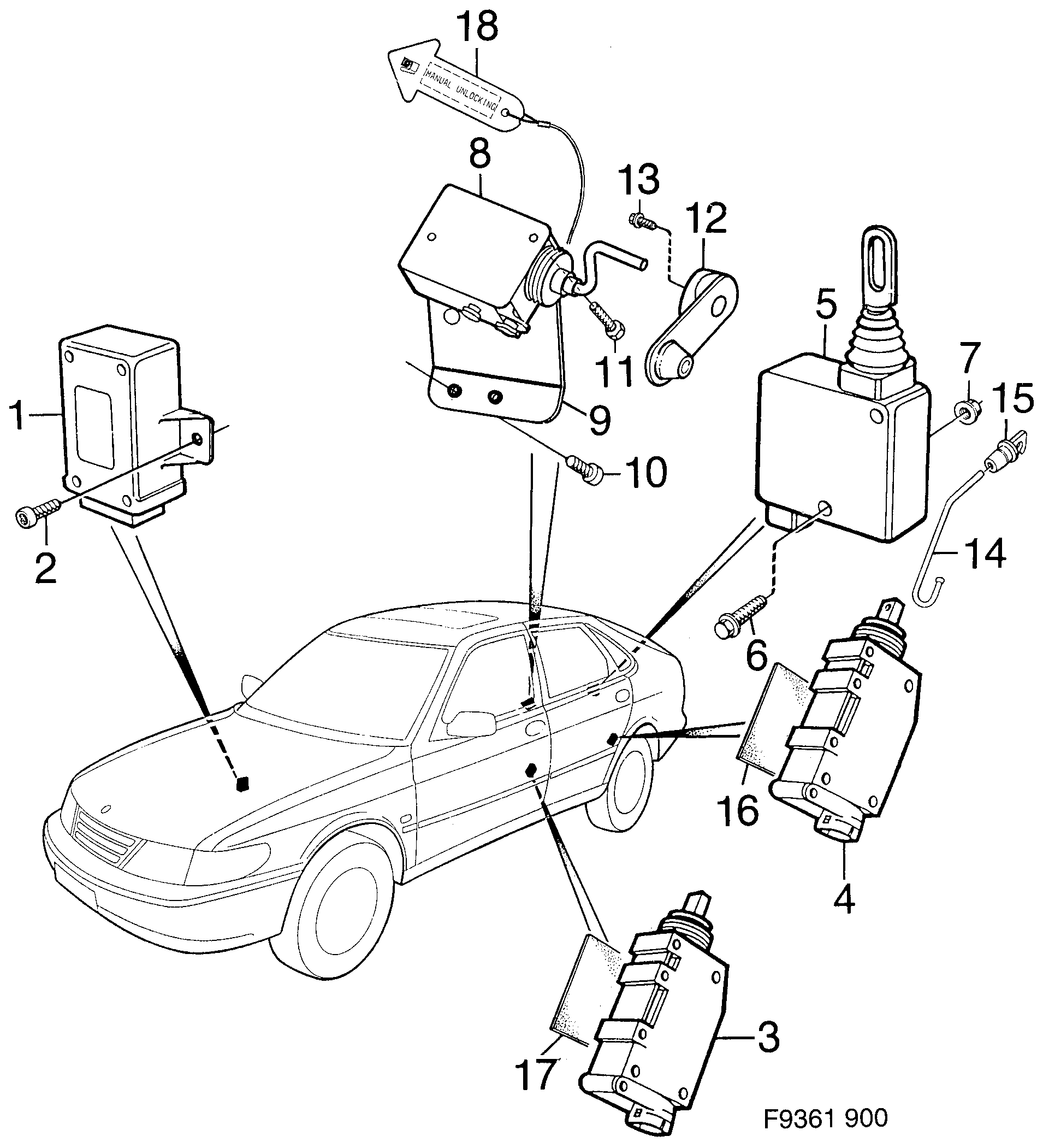 Schéma technique Saab 900 1998 - Section 810 : Electric equipment, other