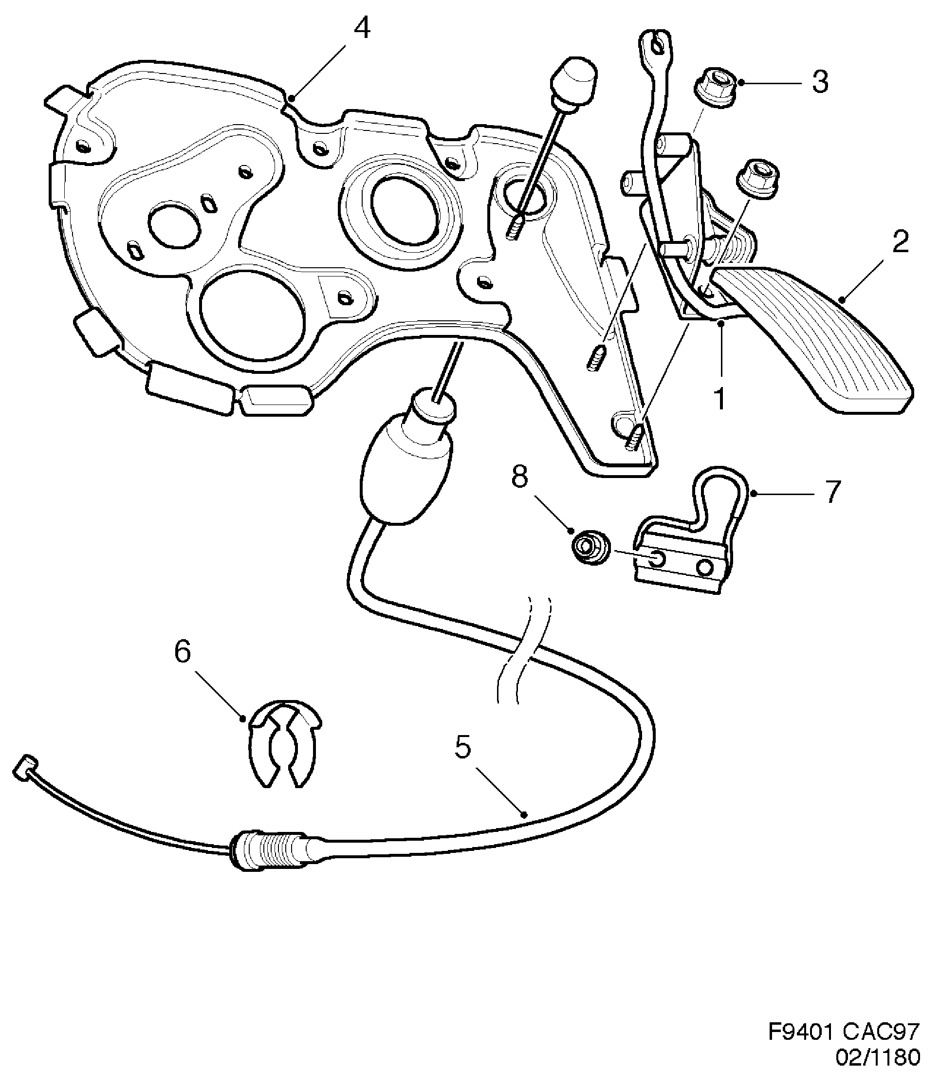 Schéma technique Saab 9-5 (9600) 2008 - Section 1180 : Commandes du moteur
