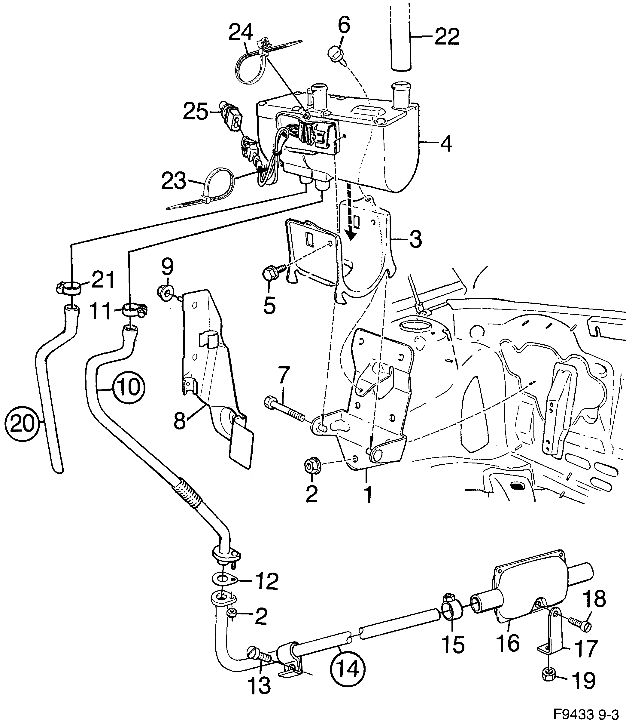 Schéma technique Saab 9-3 (9400) 2000 - Section 1130 : Cooling system