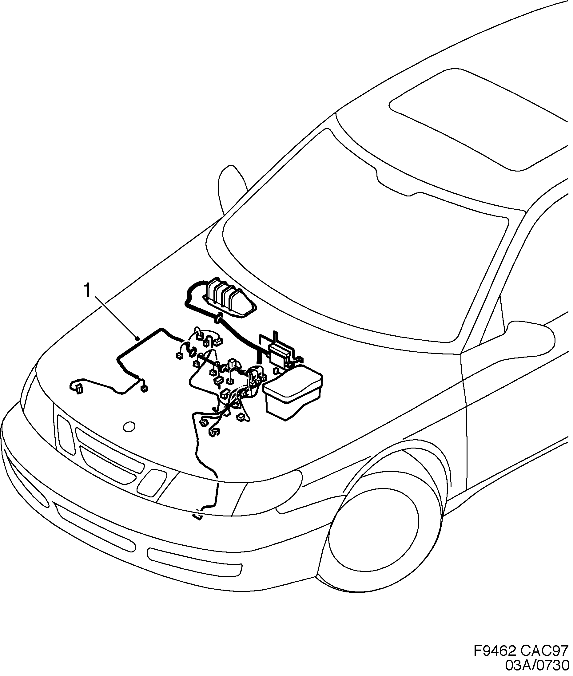 Schéma technique Saab 9-5 (9600) 1998 - Section 730 : Wiring and fuses