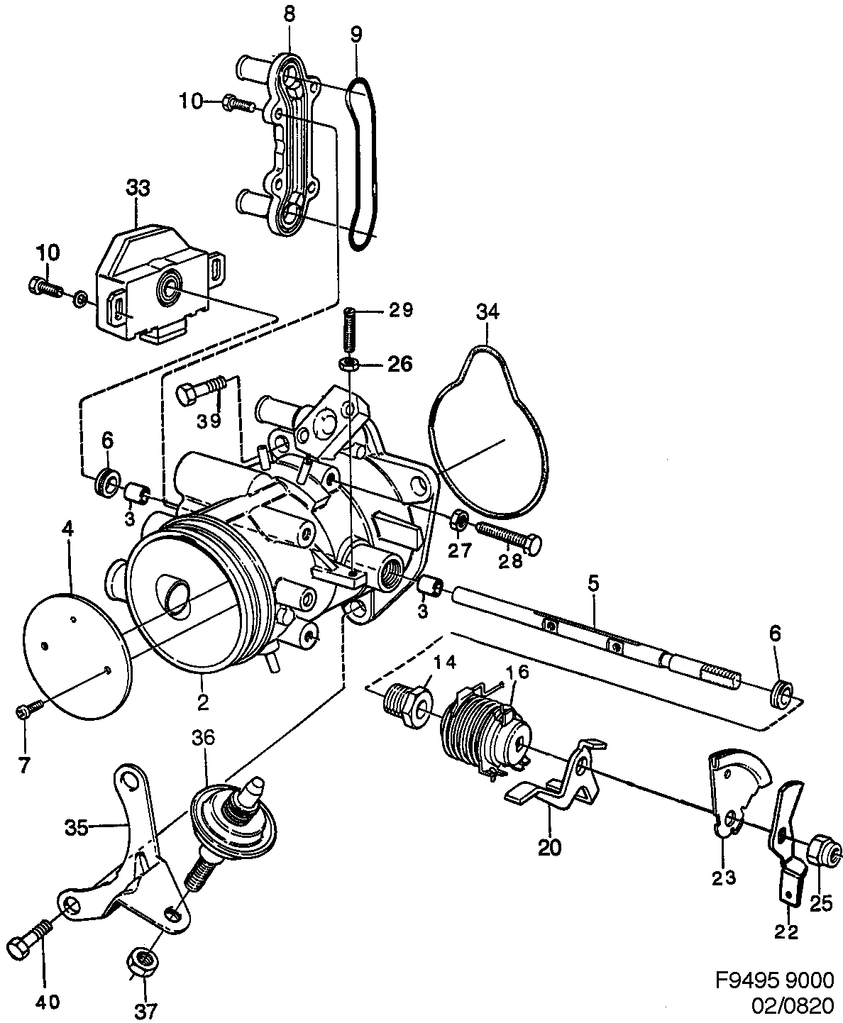 Schéma technique Saab 9000 1985 - Section 820 : Впускная система и выхлопная система