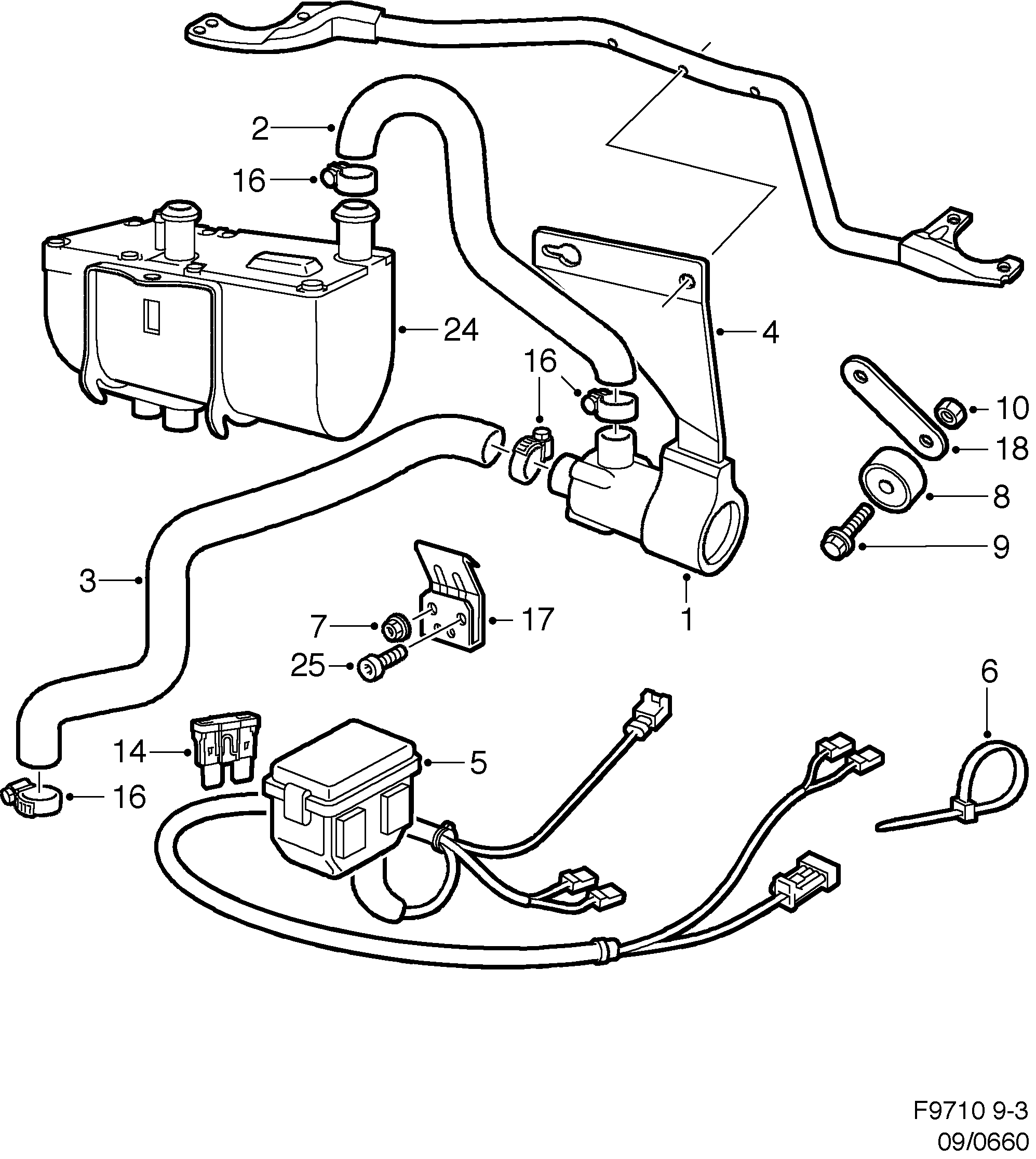 Schéma technique Saab 9-3 (9400) 2000 - Section 660 : Accessories body