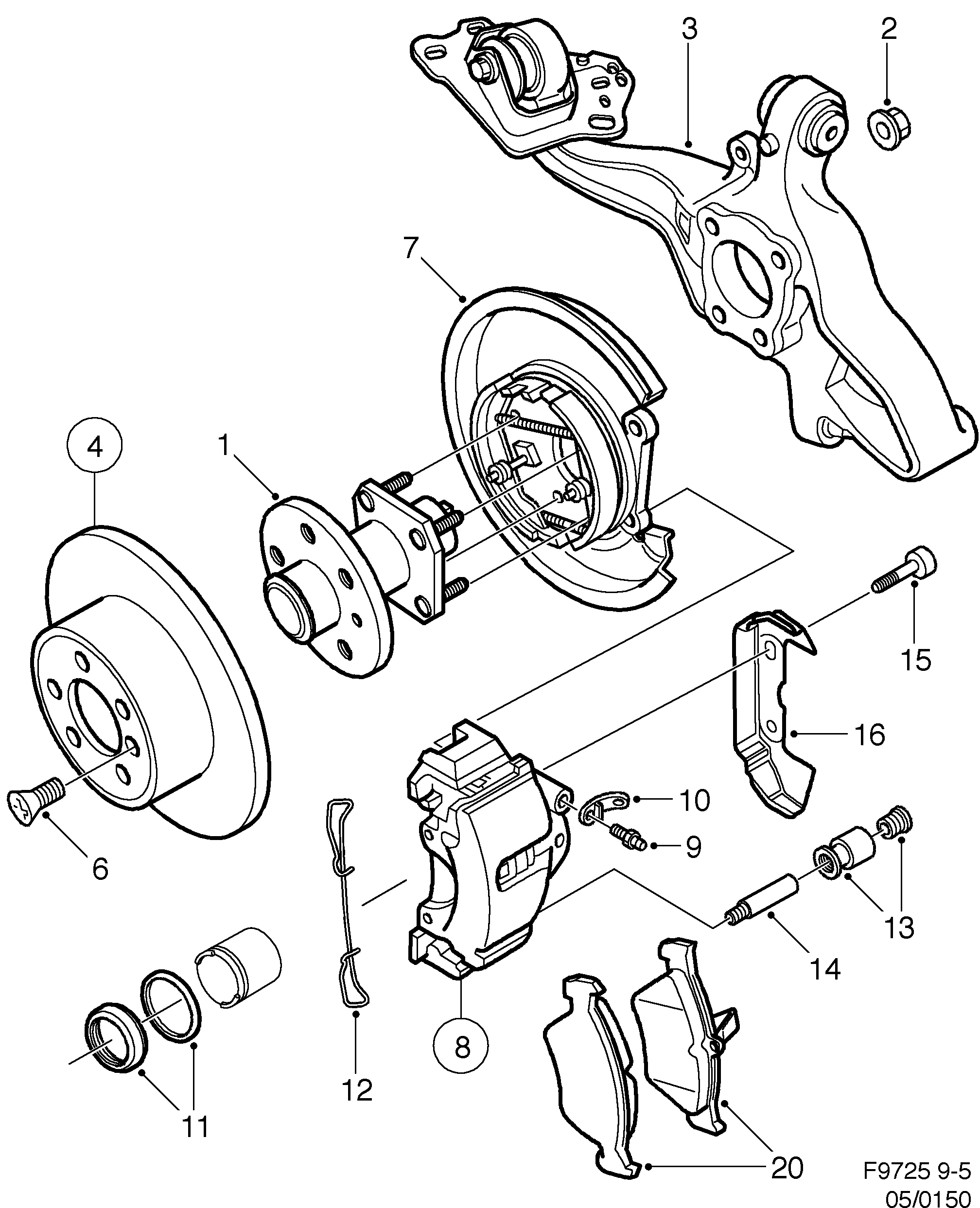 Schéma technique Saab 9-5 (9600) 2008 - Section 150 :