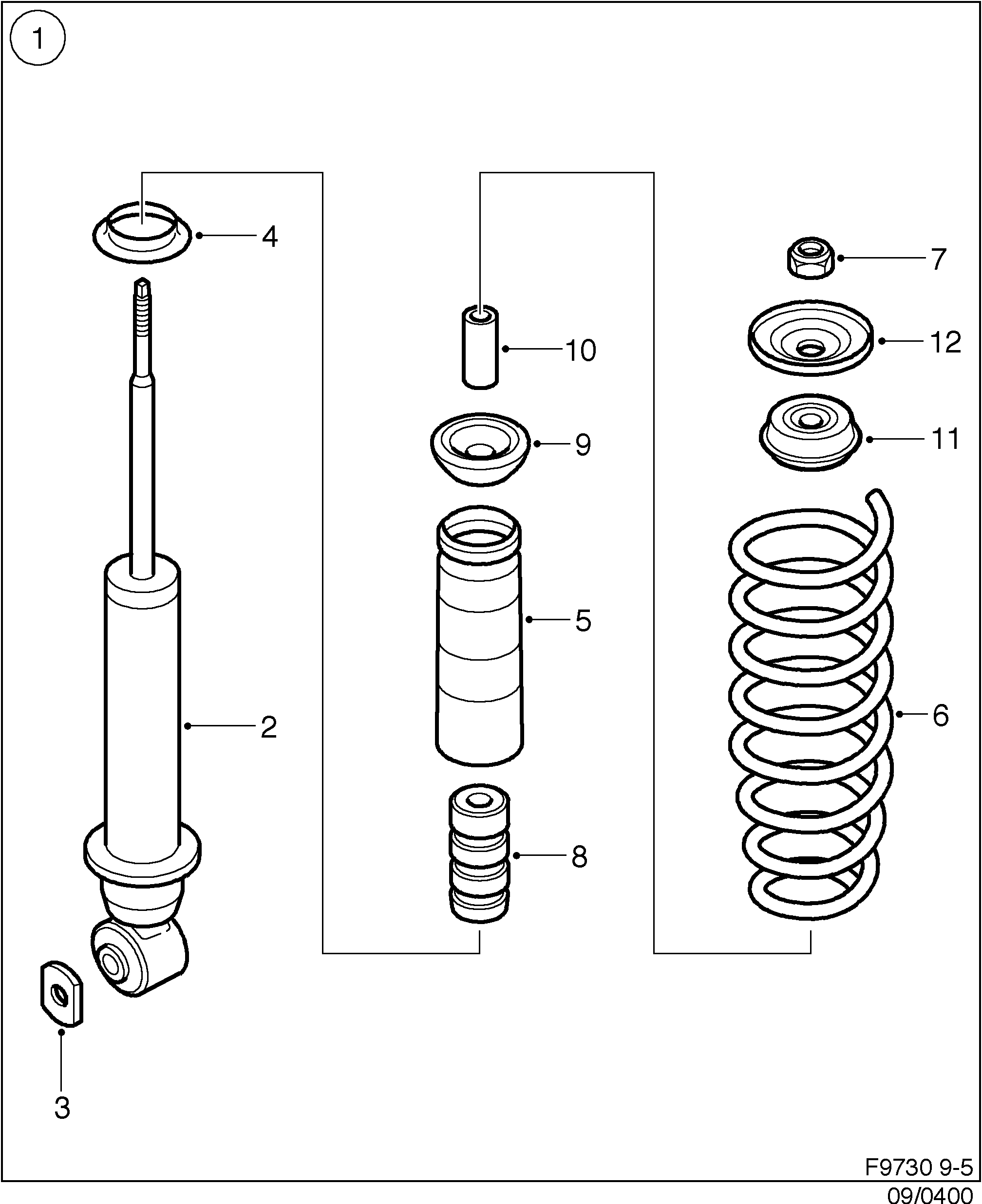 Schéma technique Saab 9-5 (9600) 2000 - Section 400 : Accessories chassis