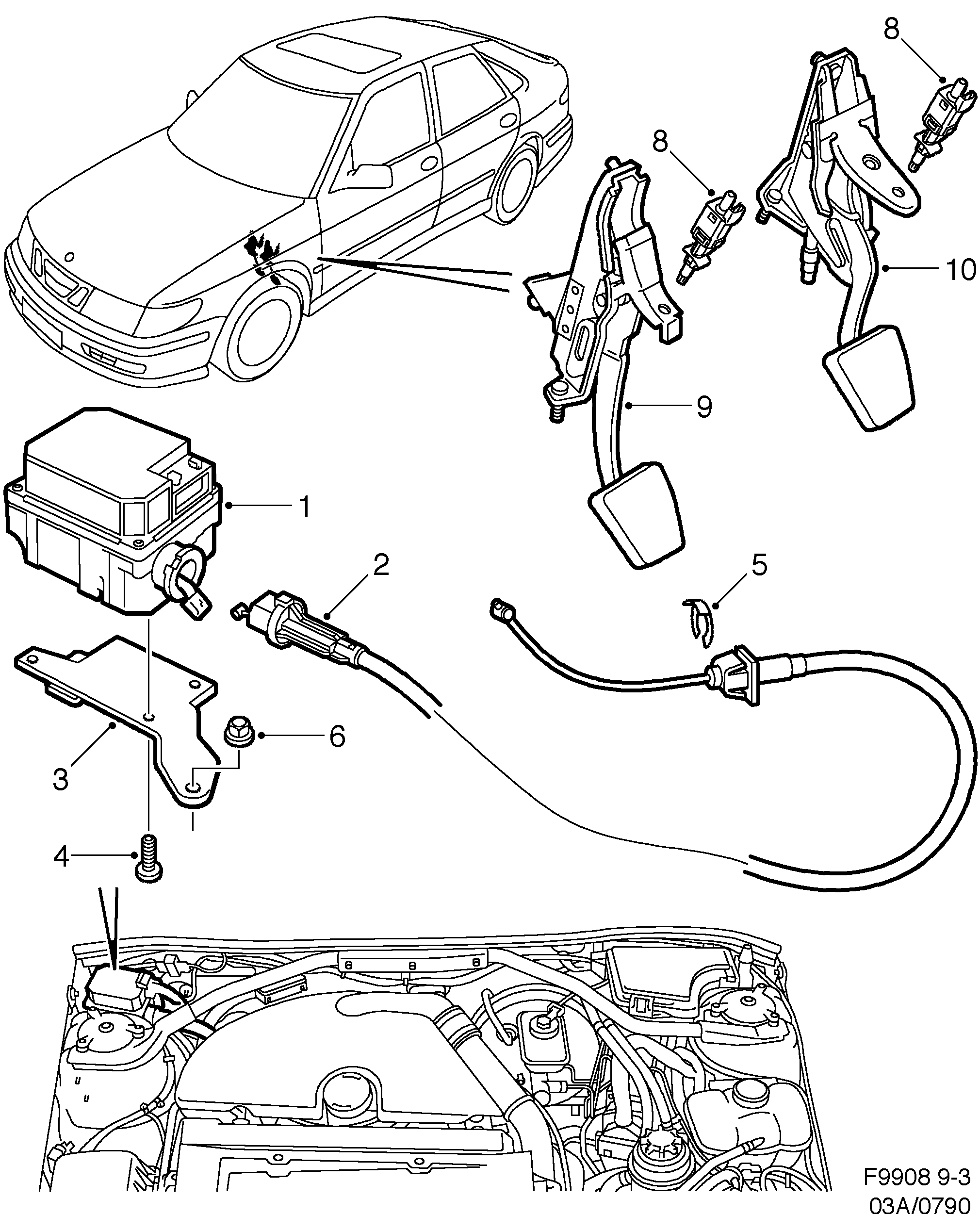Schéma technique Saab 9-3 (9400) 2000 - Section 790 : Autre équipement électrique