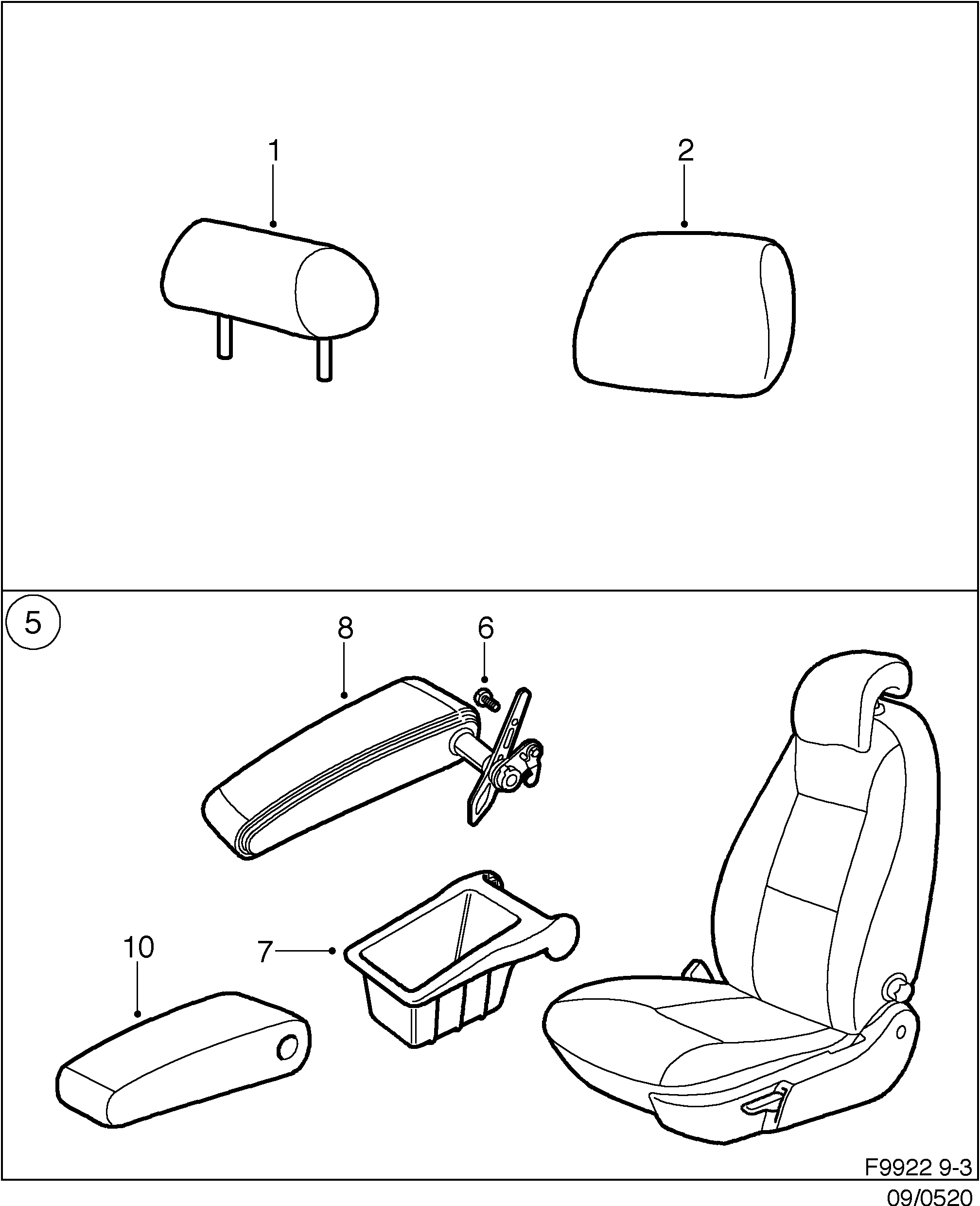 Schéma technique Saab 9-3 (9400) 2003 - Section 520 : Accessoire carrosserie
