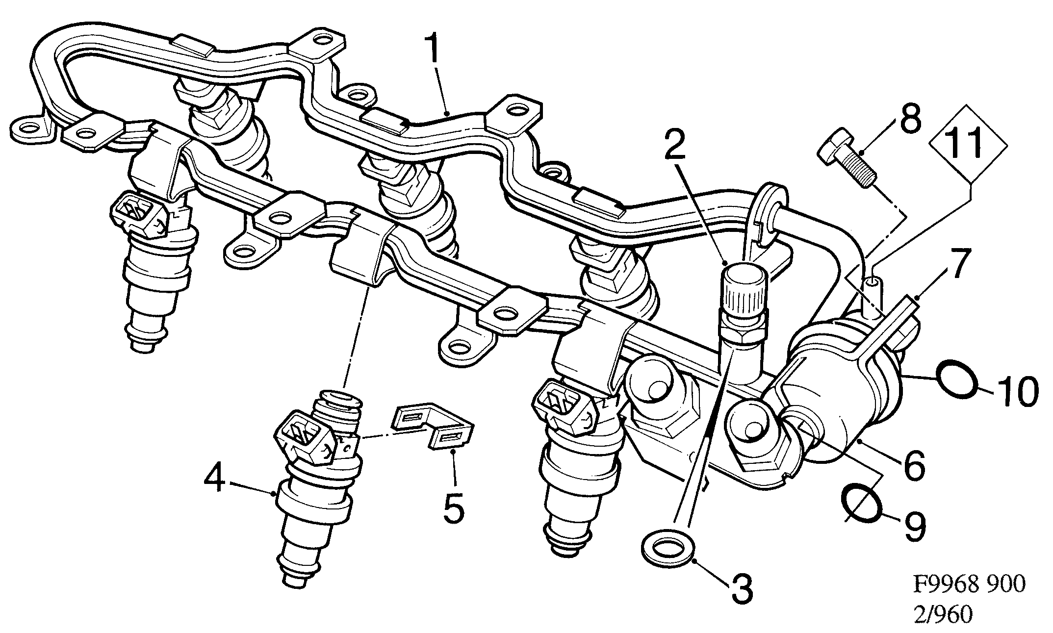 Schéma technique Saab 900 1995 - Section 960 : Fuel system