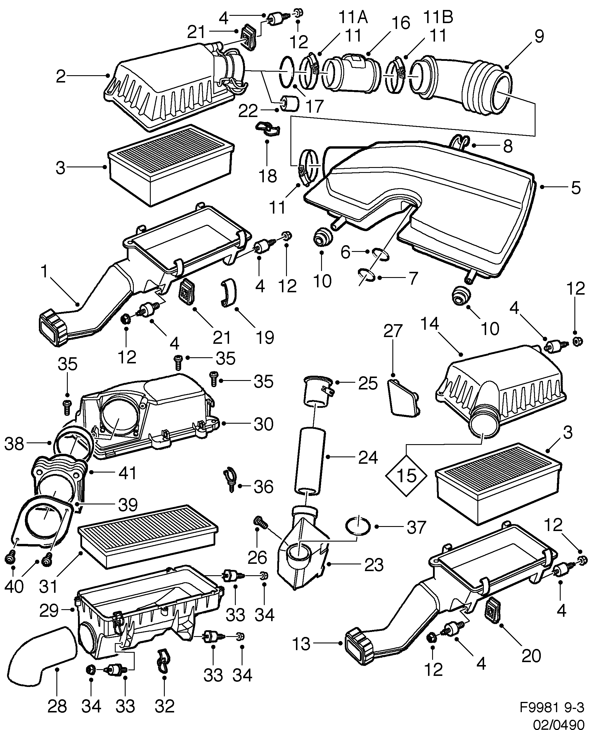 Schéma technique Saab 9-3 (9400) 2000 - Section 490 : Fuel system