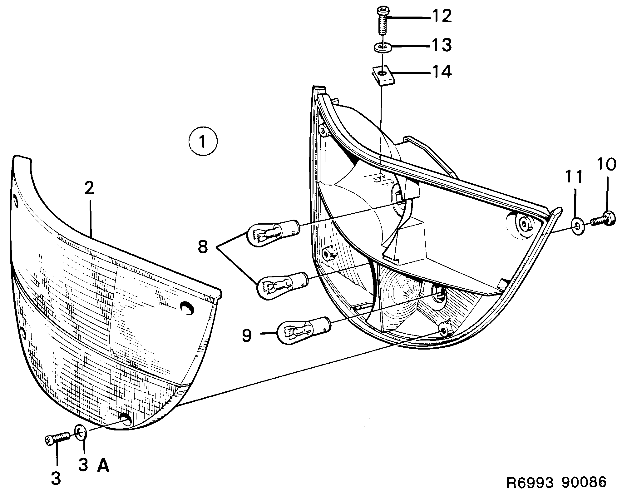 Schéma technique Saab 900 1986 - Section 460 : Eclairage