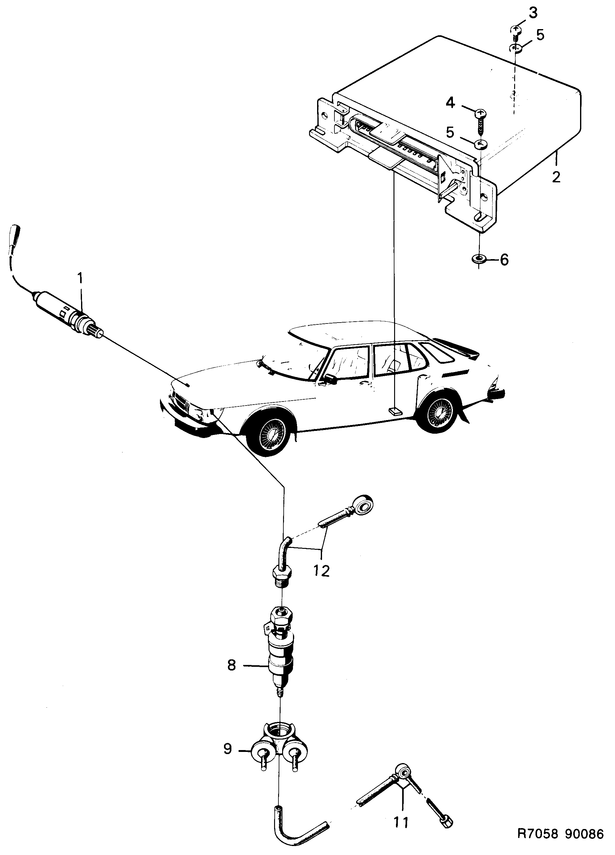 Schéma technique Saab 900 1989 - Section 1540 : Intake and exhaust system