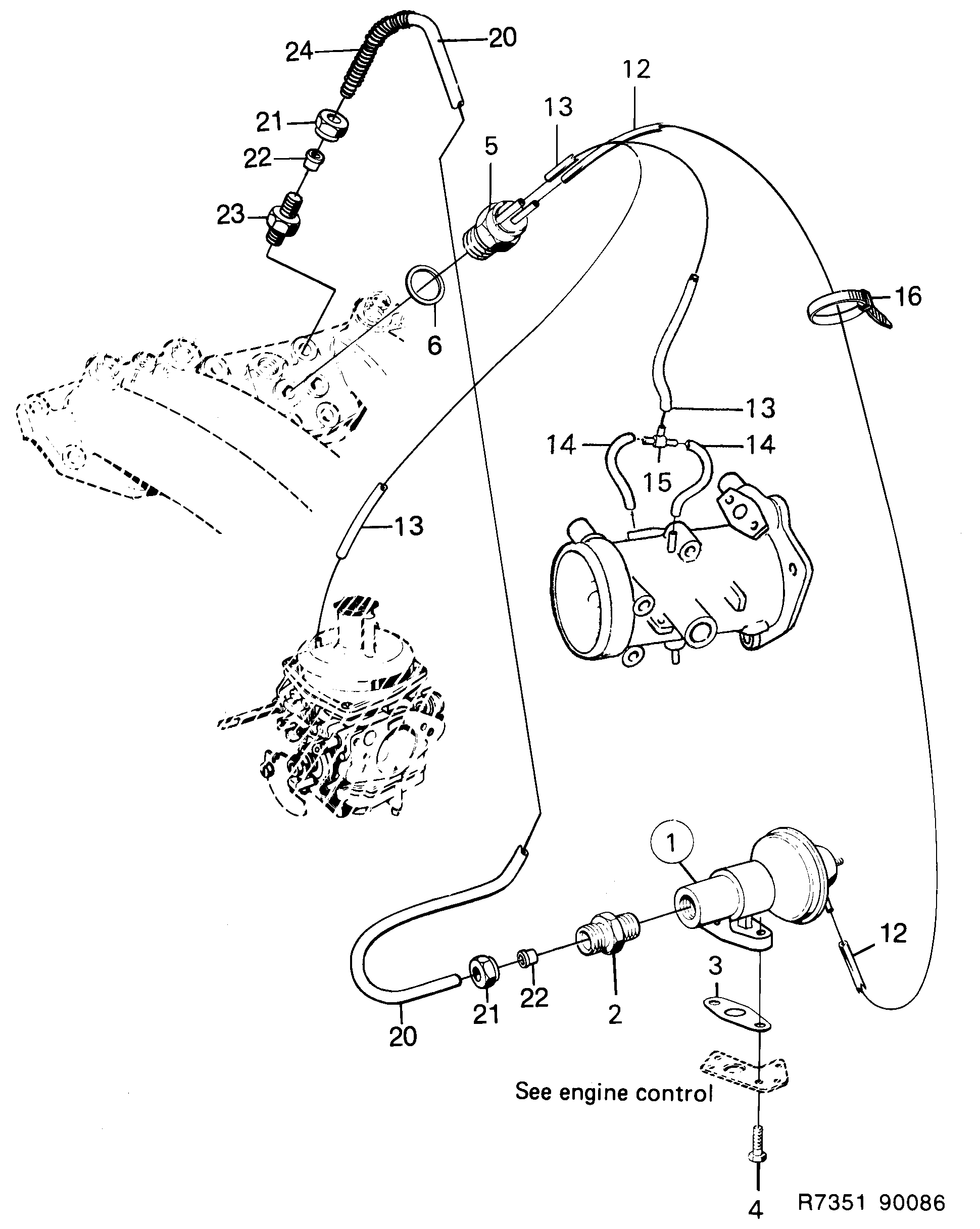 Schéma technique Saab 900 1988 - Section 1450 : Intake and exhaust system