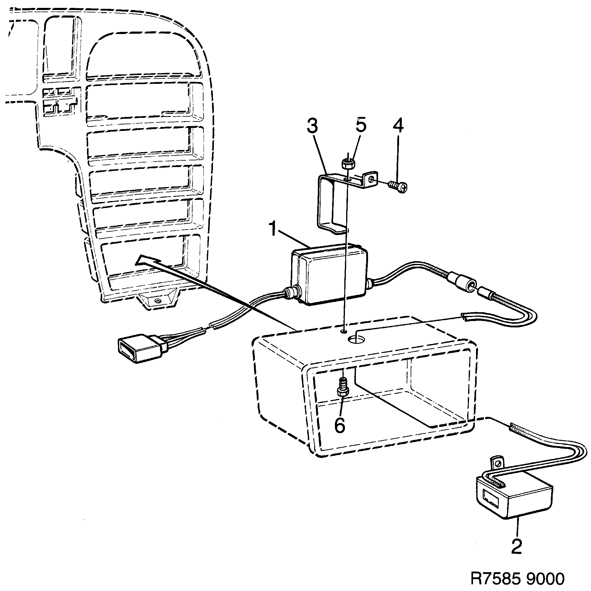Schéma technique Saab 9000 1985 - Section 1240 : Electric equipment, other