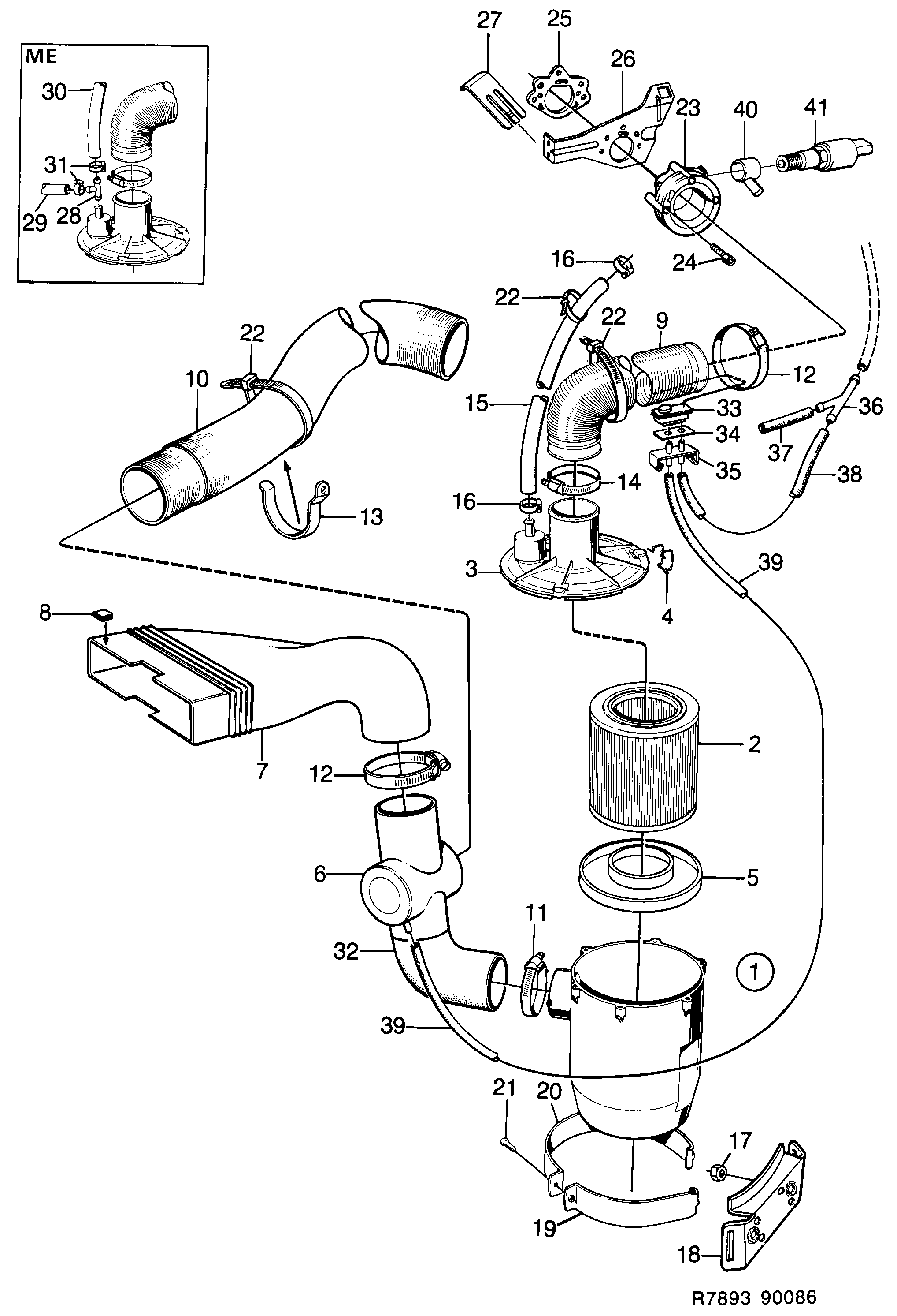 Schéma technique Saab 900 1987 - Section 550 : Fuel system